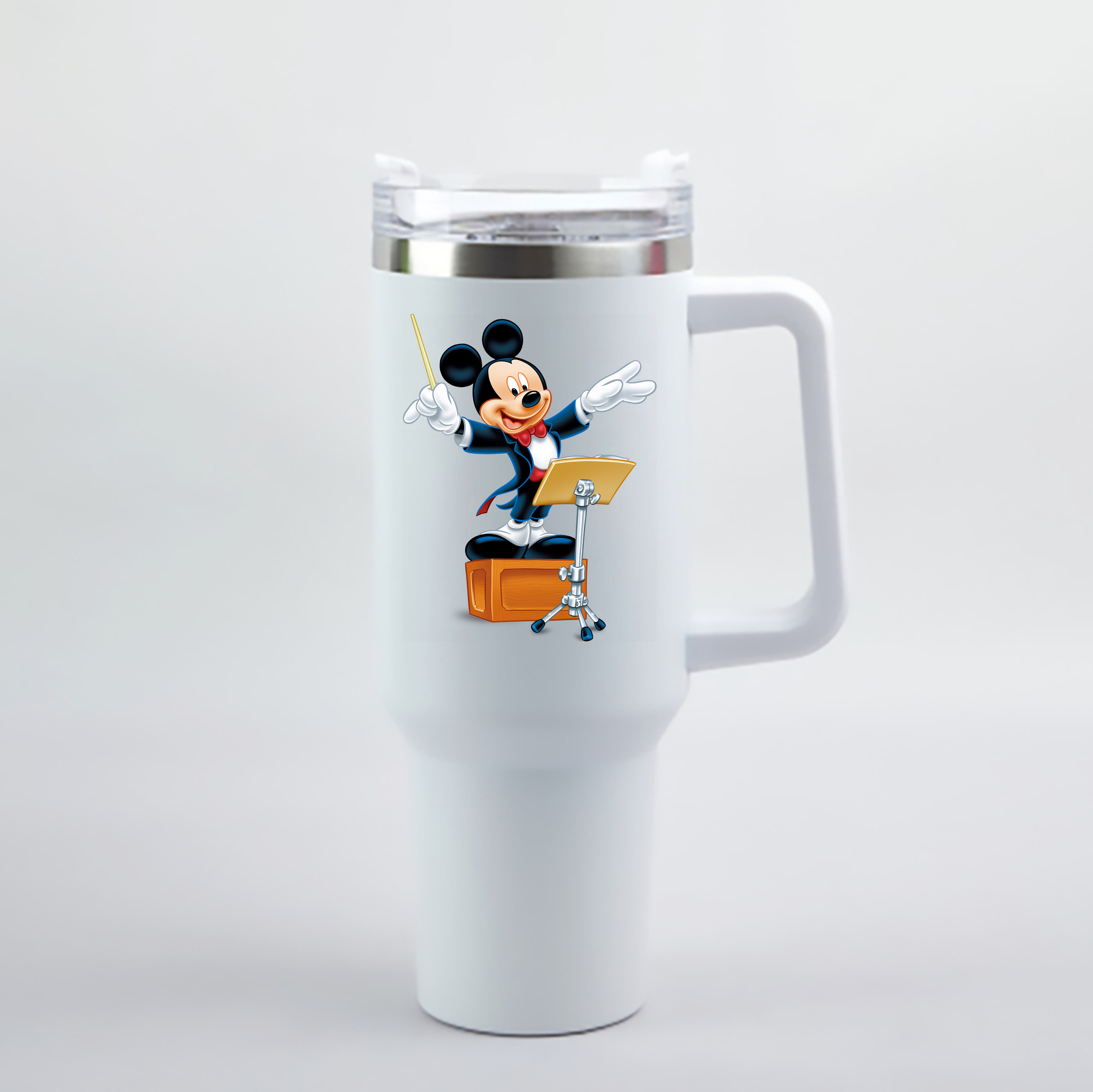 （画像用） ミッキーマウス Mickey Mouse 1200mL車用タンブラー - クリスタルステッカー（プラスチックストロー付き）