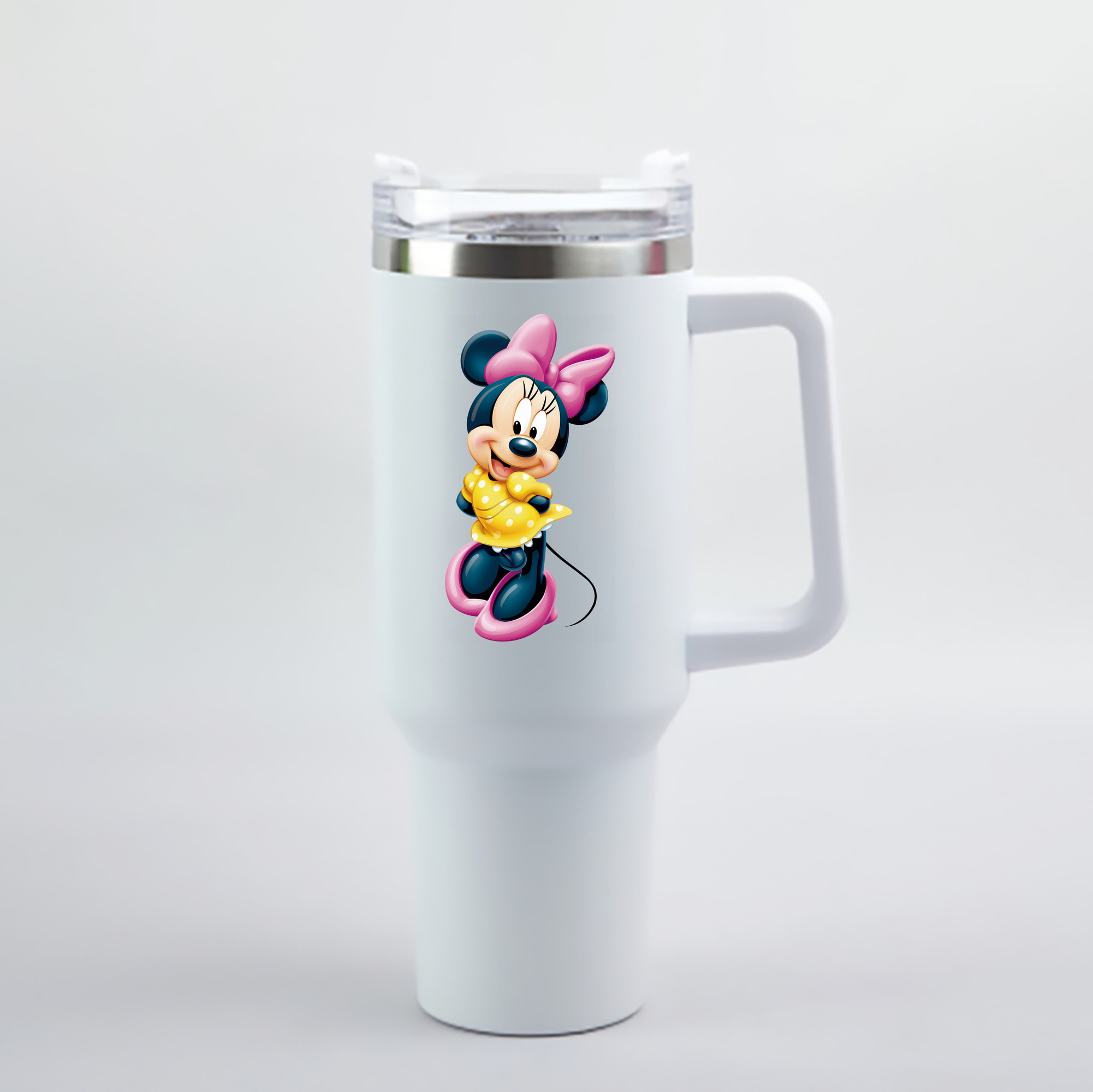 （画像用） ミッキーマウス Mickey Mouse 1200mL車用タンブラー - クリスタルステッカー（プラスチックストロー付き）