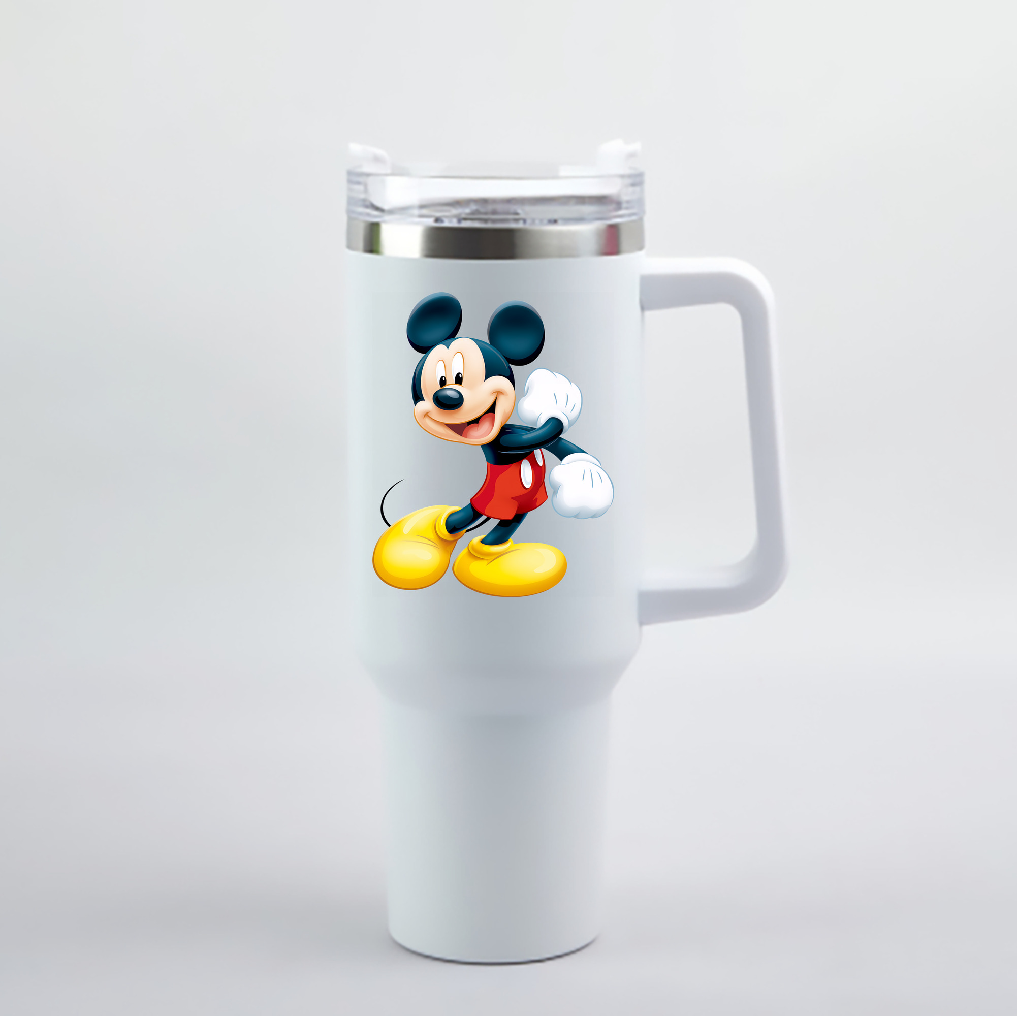 （画像用） ミッキーマウス Mickey Mouse 1200mL車用タンブラー - クリスタルステッカー（プラスチックストロー付き）