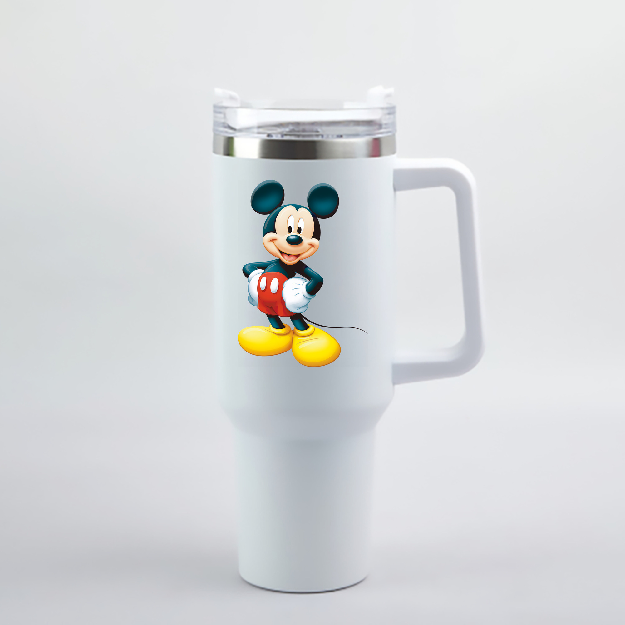 （画像用） ミッキーマウス Mickey Mouse 1200mL車用タンブラー - クリスタルステッカー（プラスチックストロー付き）