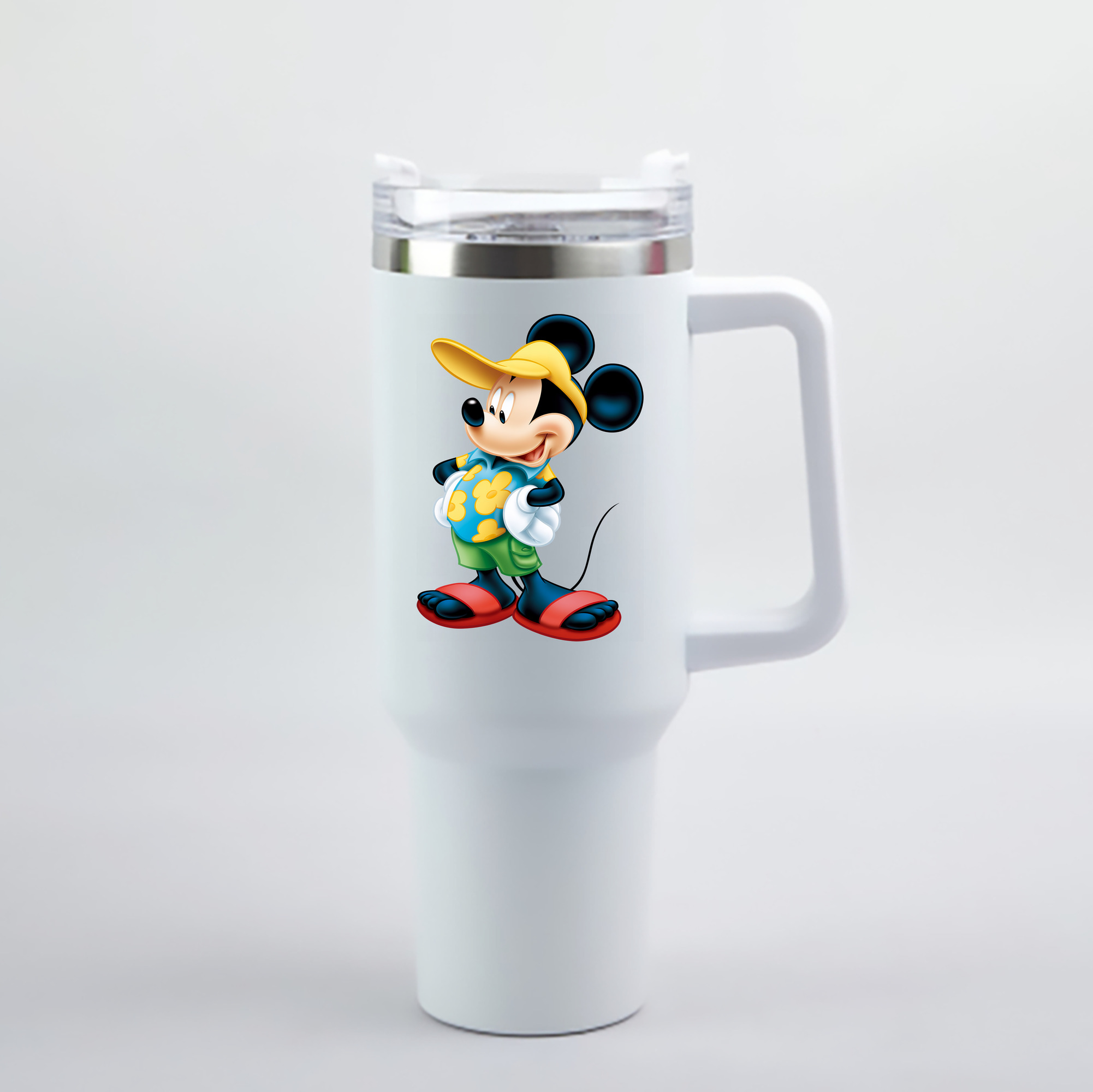 （画像用） ミッキーマウス Mickey Mouse 1200mL車用タンブラー - クリスタルステッカー（プラスチックストロー付き）