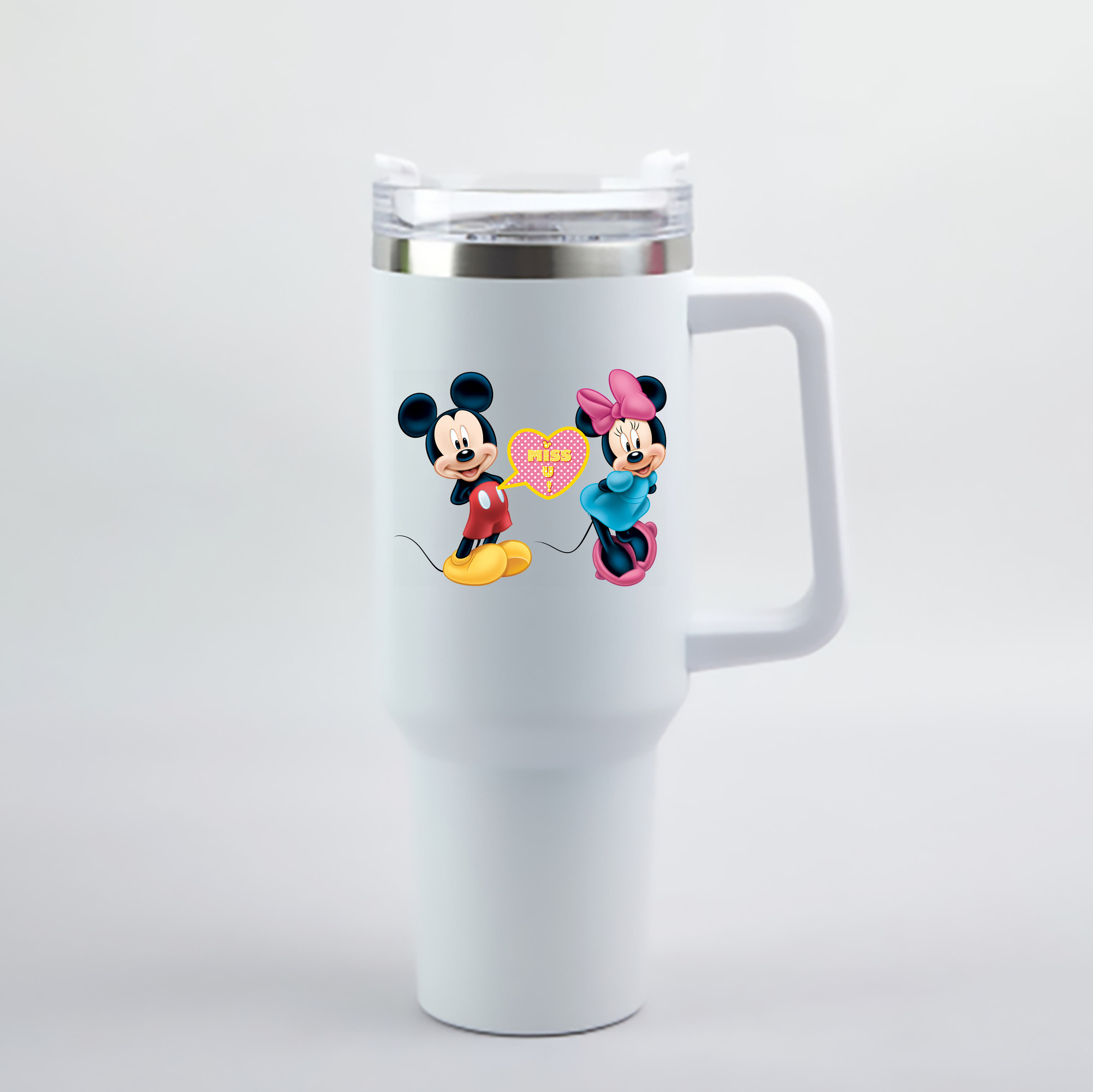 （画像用） ミッキーマウス Mickey Mouse 1200mL車用タンブラー - クリスタルステッカー（プラスチックストロー付き）