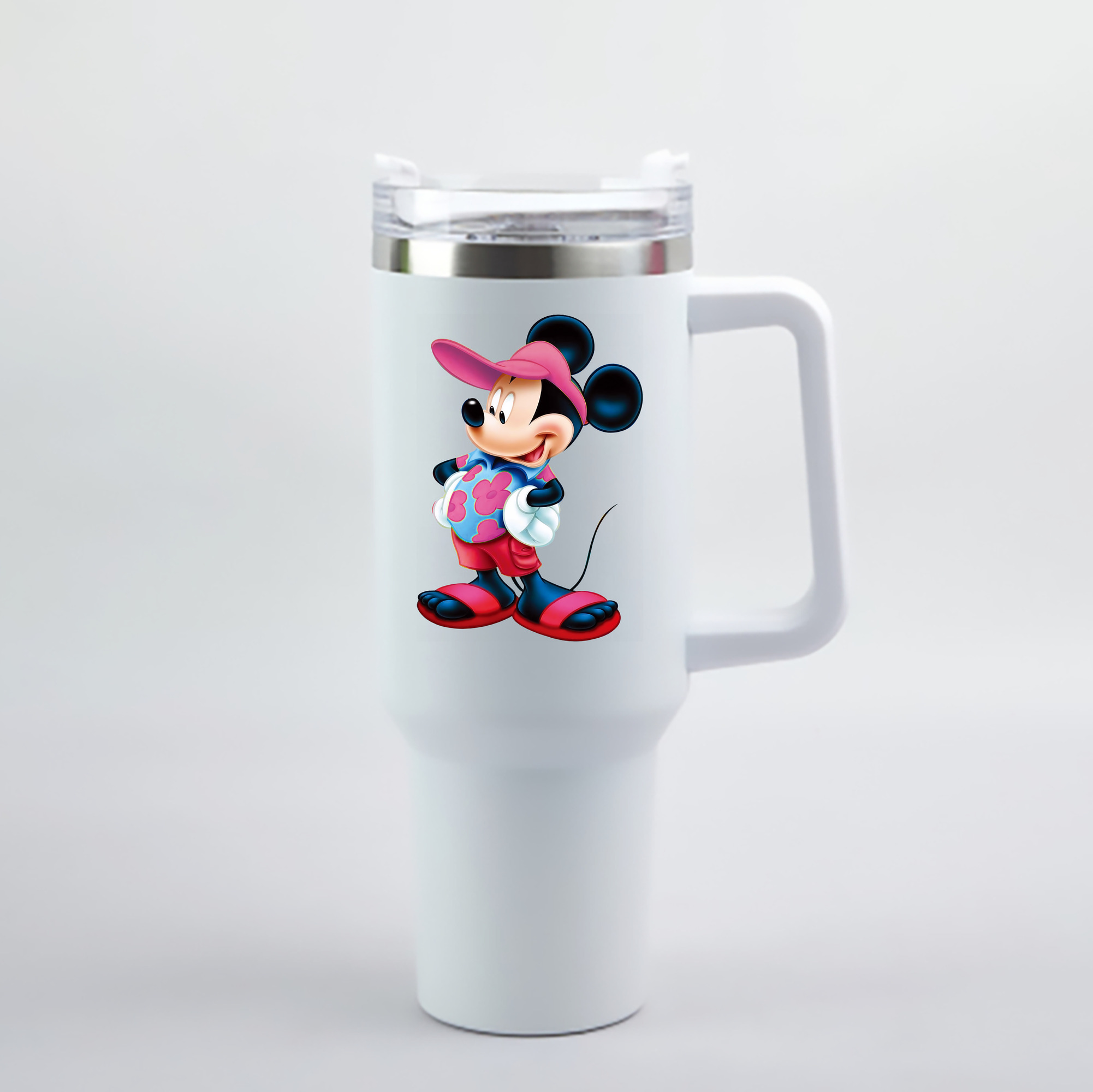 （画像用） ミッキーマウス Mickey Mouse 1200mL車用タンブラー - クリスタルステッカー（プラスチックストロー付き）