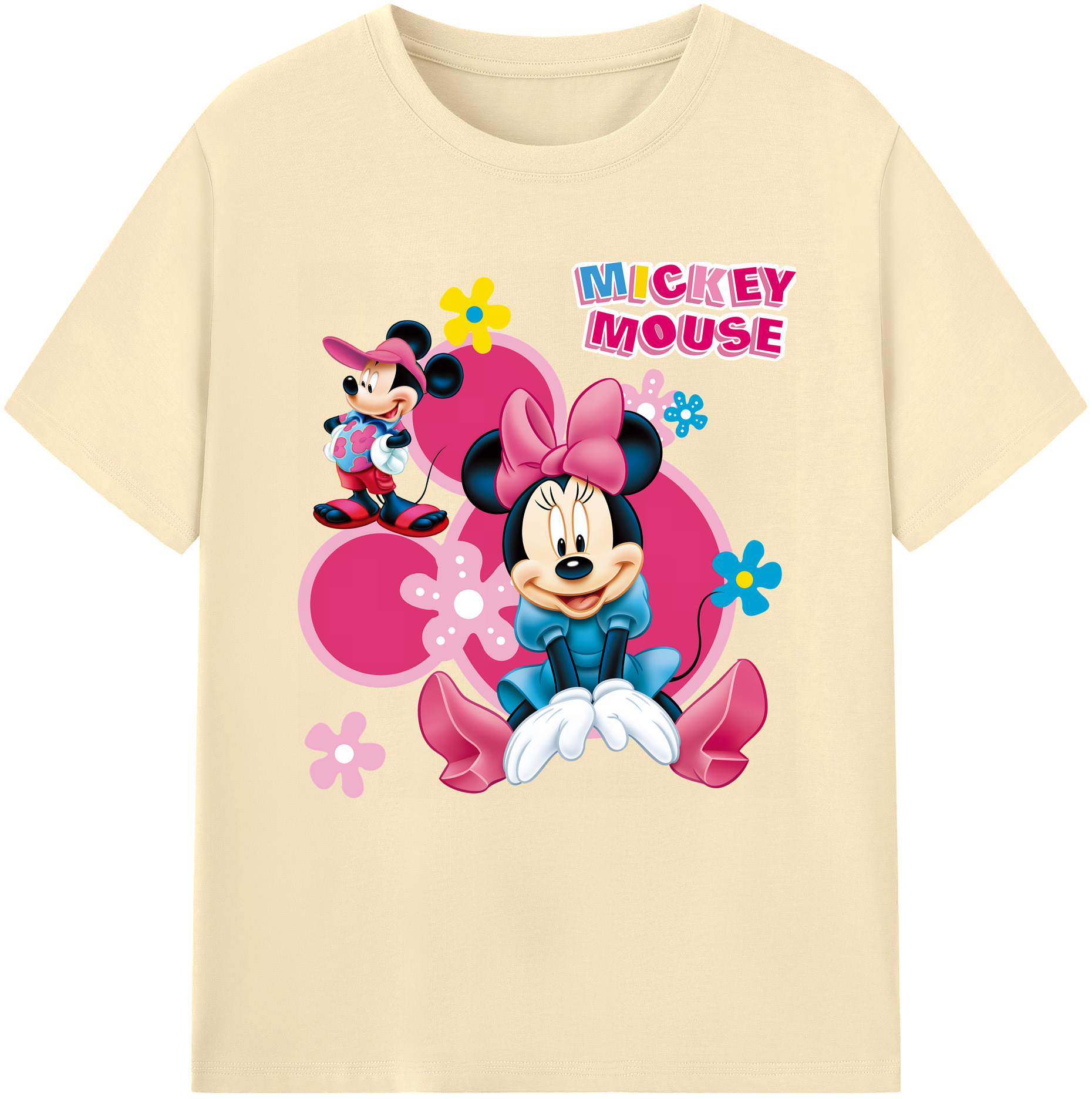 （画像用） ミッキーマウス Mickey Mouse 綿100％半袖Tシャツ（フロントプリント）