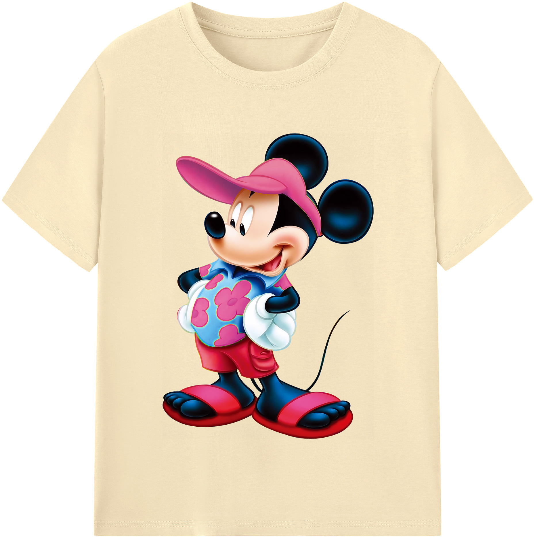 （画像用） ミッキーマウス Mickey Mouse 綿100％半袖Tシャツ（フロントプリント）