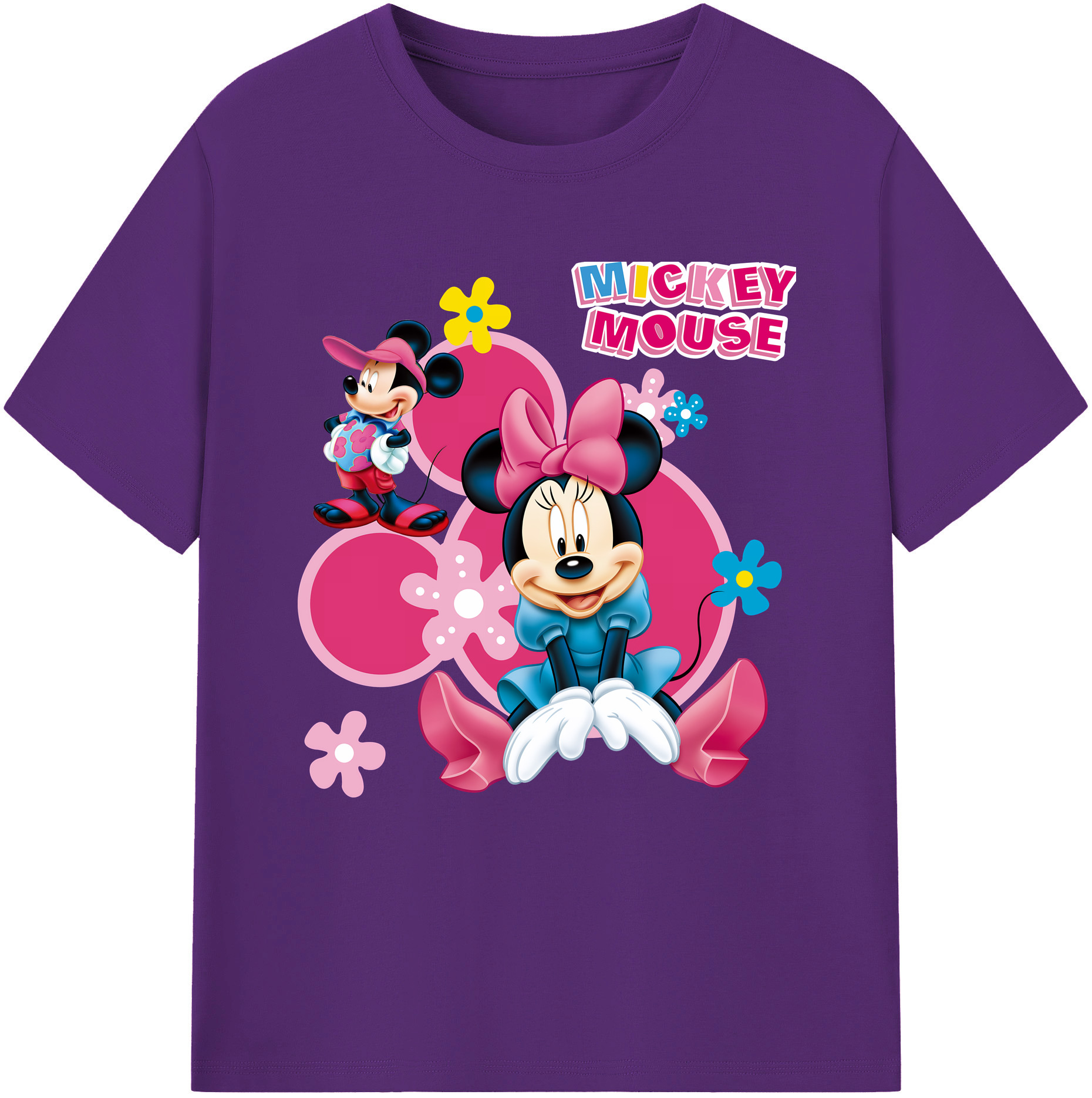（画像用） ミッキーマウス Mickey Mouse 綿100％半袖Tシャツ（フロントプリント）