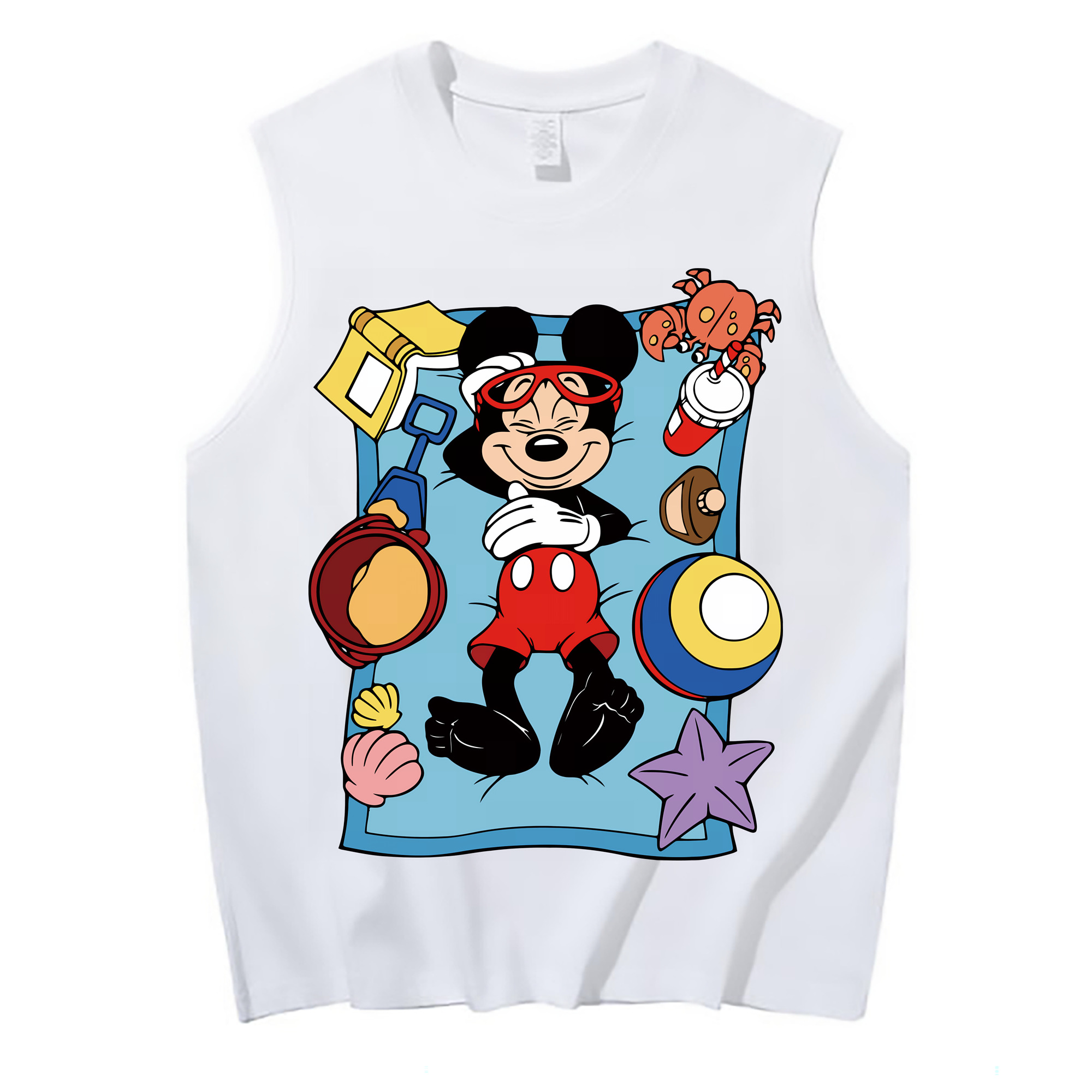 ミッキーマウス Mickey Mouse コットン100％タンクトップ（フロントプリント）