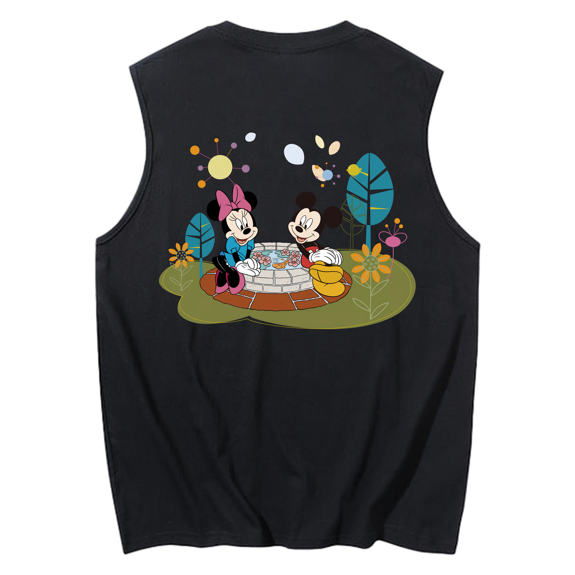 ミッキーマウス Mickey Mouse コットン100％タンクトップ（背面プリント）