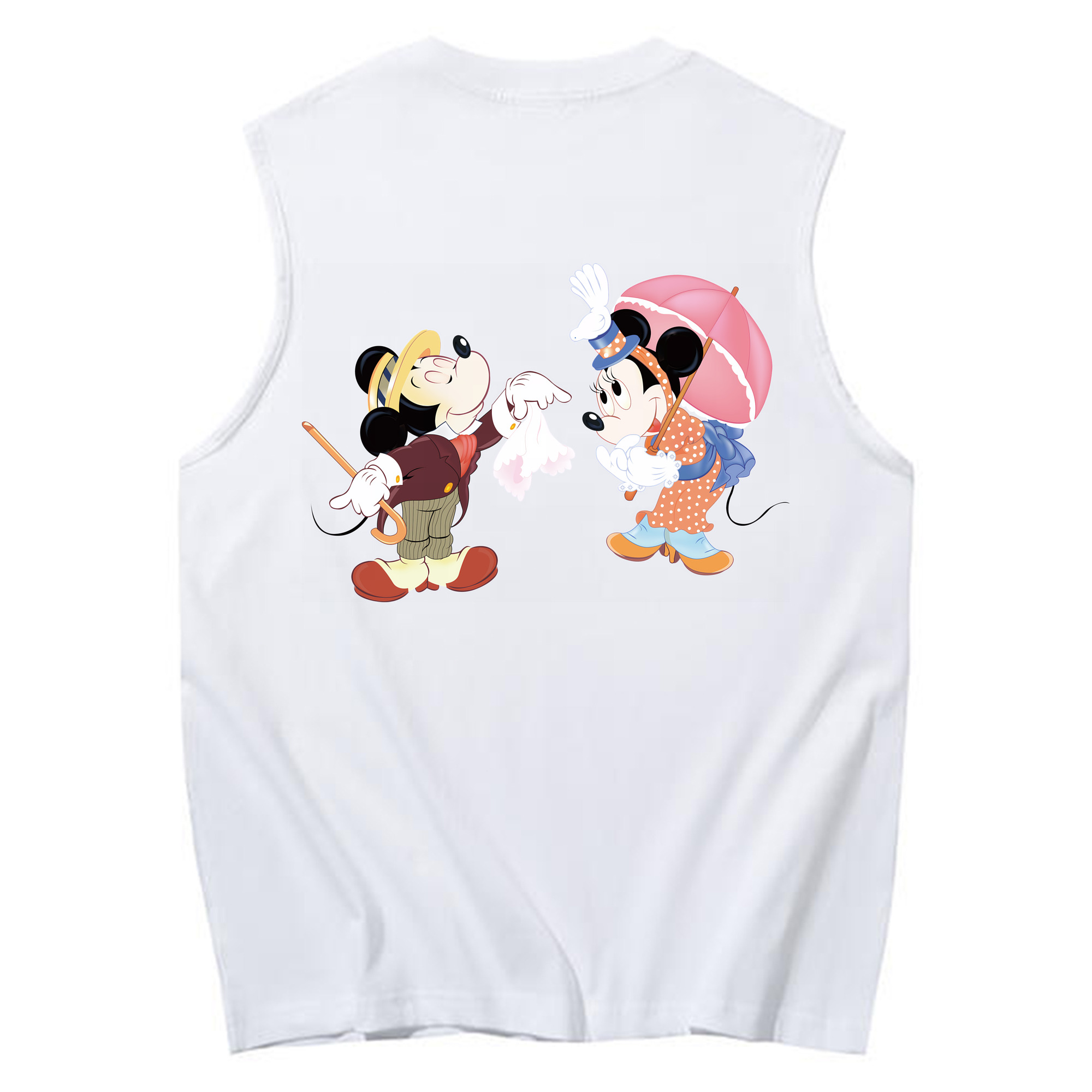 ミッキーマウス Mickey Mouse コットン100％タンクトップ（背面プリント）