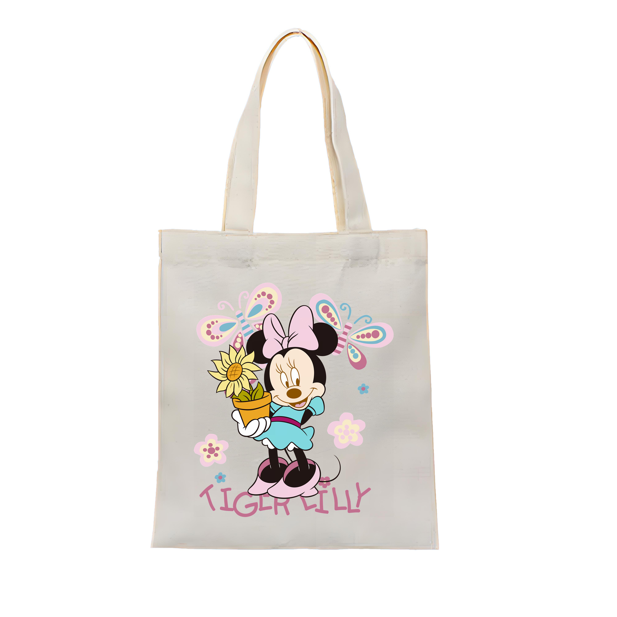 （画像用） ミッキーマウス Mickey Mouse 縦型キャンバス生地手提げバッグ　トートバッグ