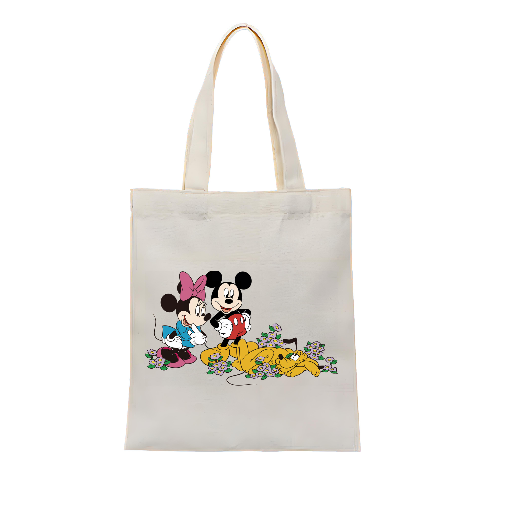 （画像用） ミッキーマウス Mickey Mouse 縦型キャンバス生地手提げバッグ　トートバッグ