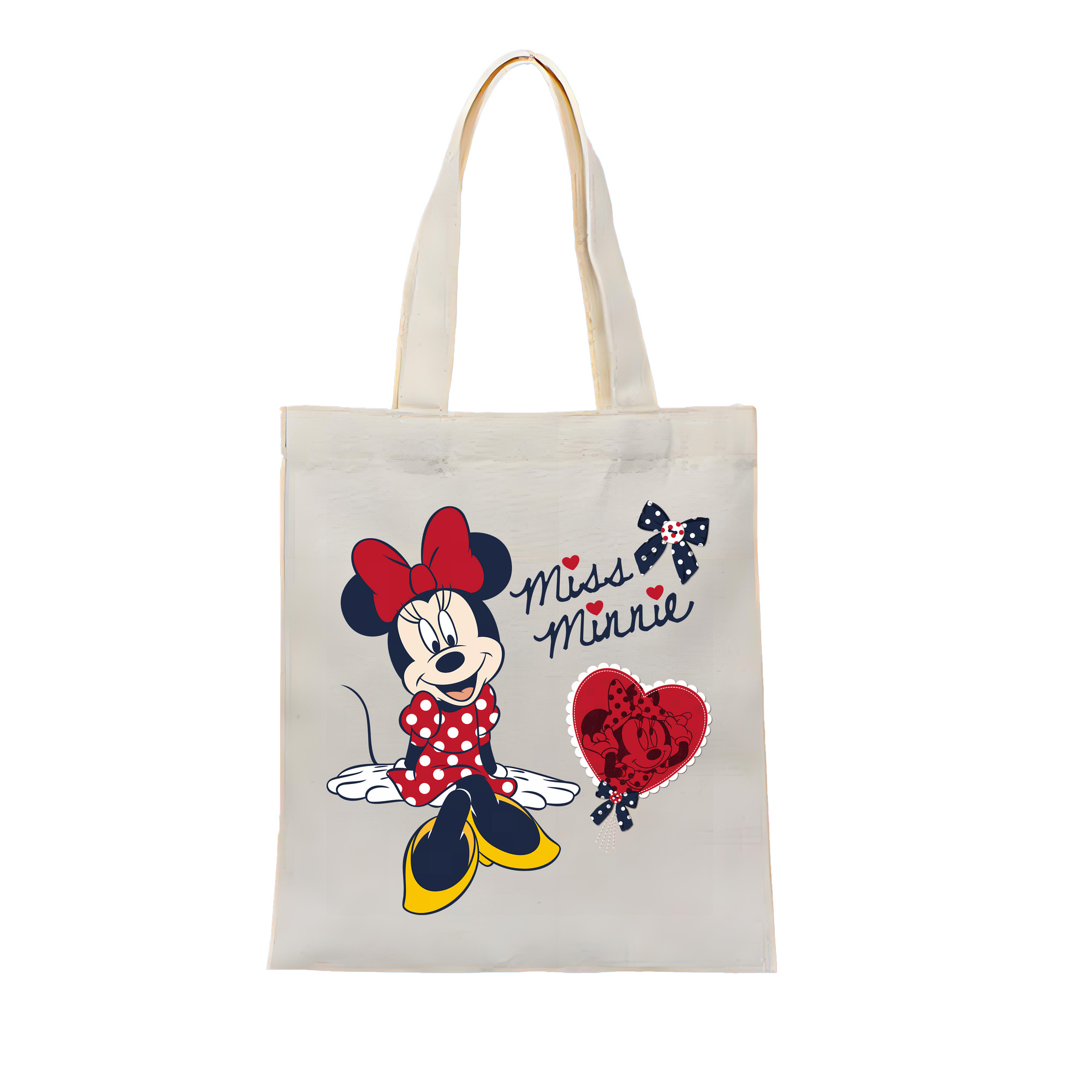 （画像用） ミッキーマウス Mickey Mouse 縦型キャンバス生地手提げバッグ　トートバッグ