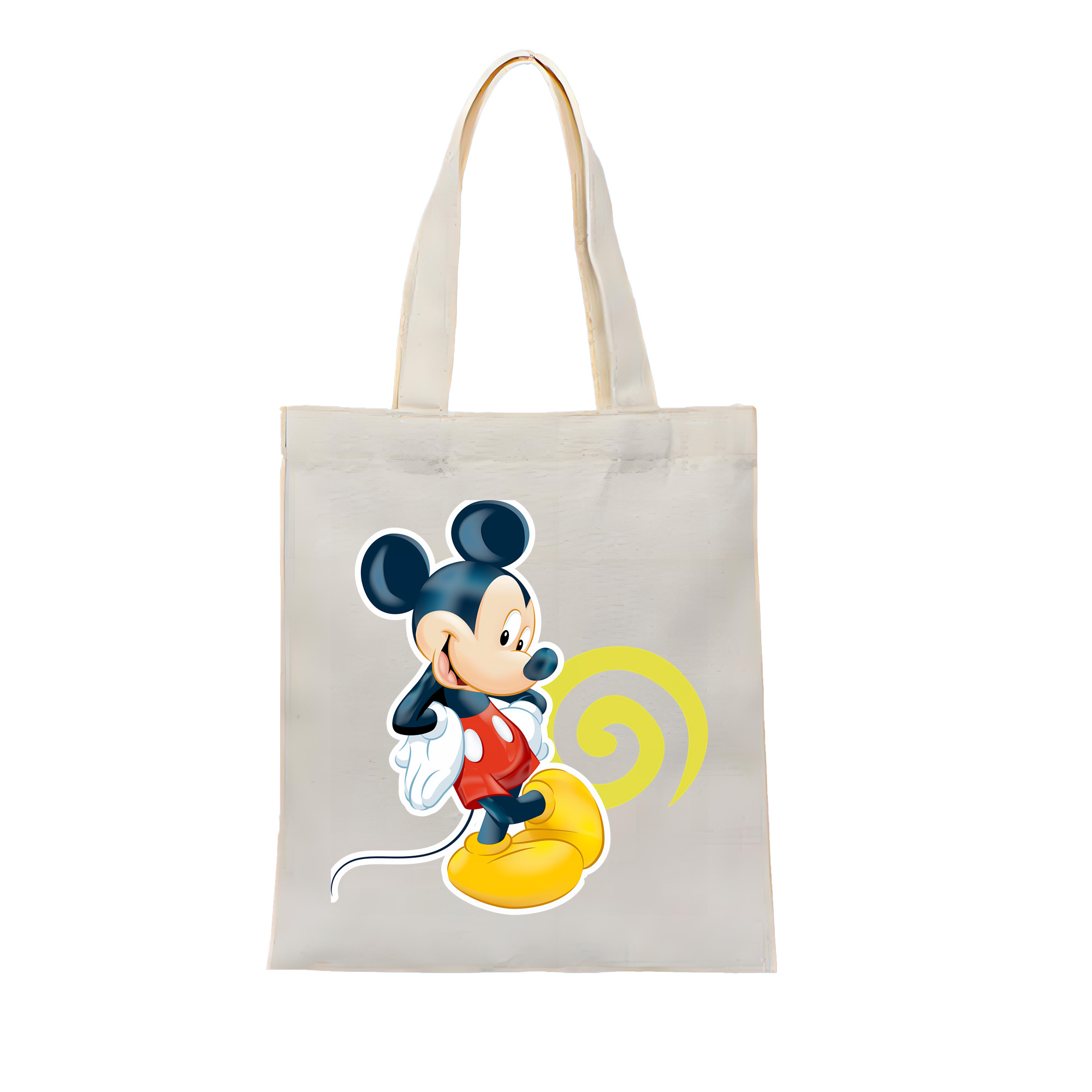 （画像用） ミッキーマウス Mickey Mouse 縦型キャンバス生地手提げバッグ　トートバッグ
