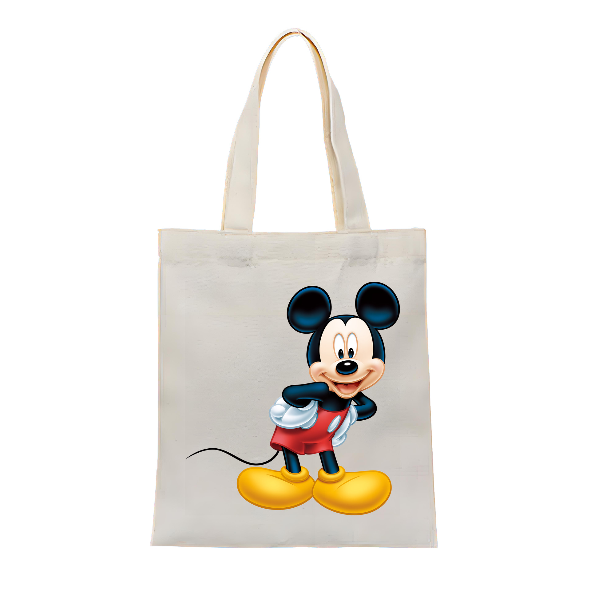 ミッキーマウス Mickey Mouse 縦型キャンバス生地手提げバッグ　トートバッグ