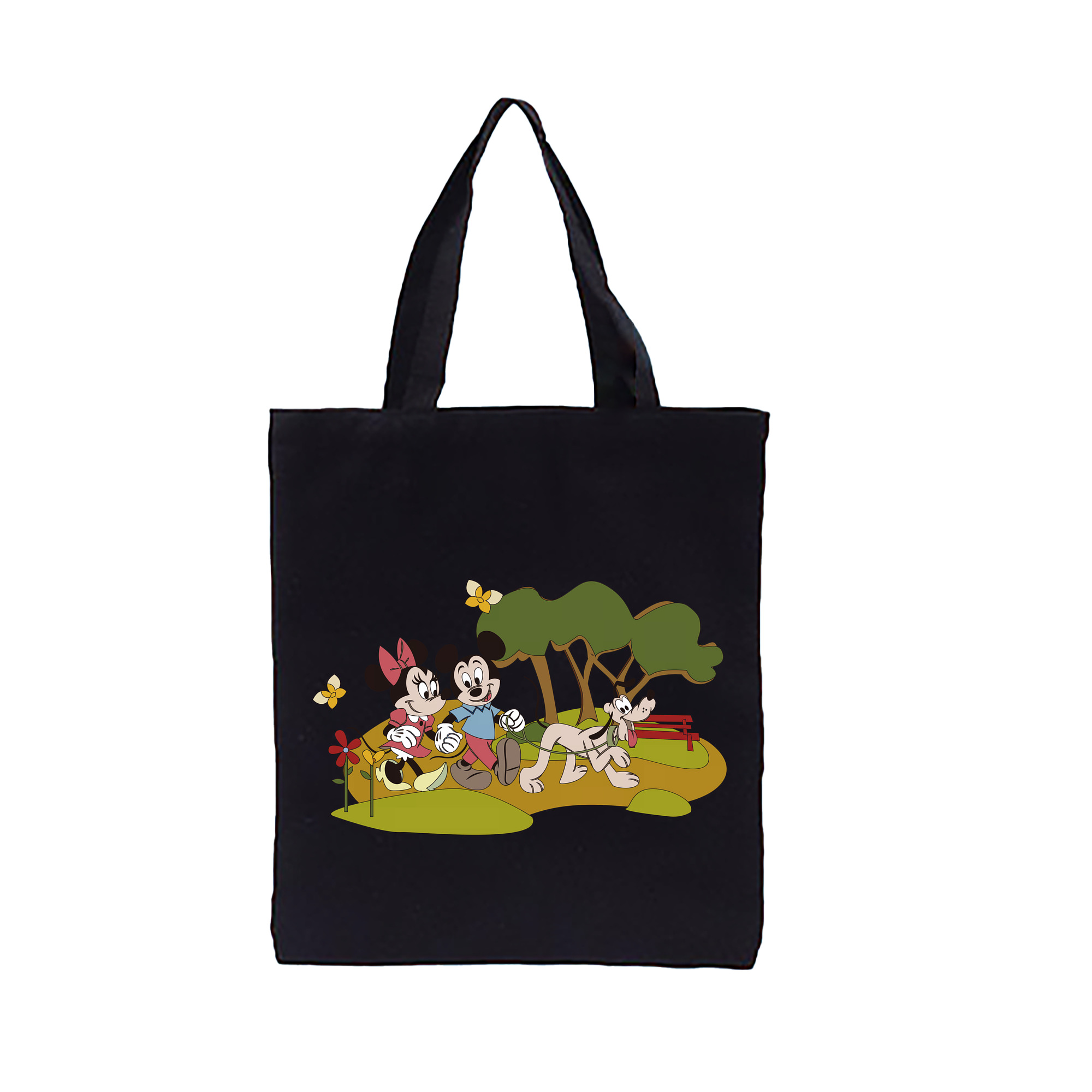 （画像用） ミッキーマウス Mickey Mouse 縦型キャンバス生地手提げバッグ　トートバッグ