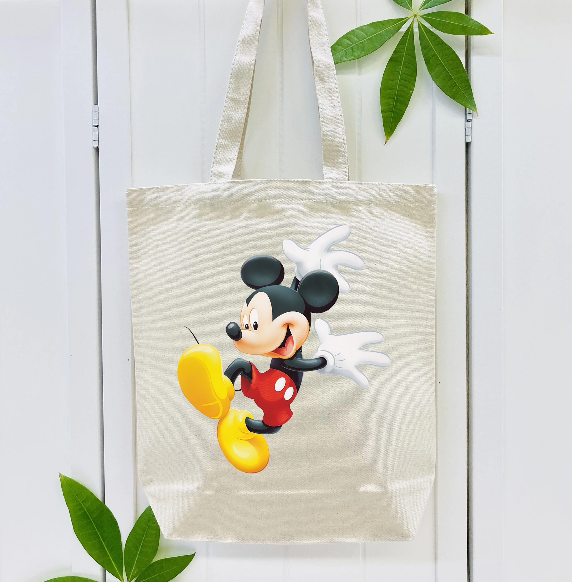 ミッキーマウス Mickey Mouse 縦型キャンバス生地手提げバッグ　トートバッグ