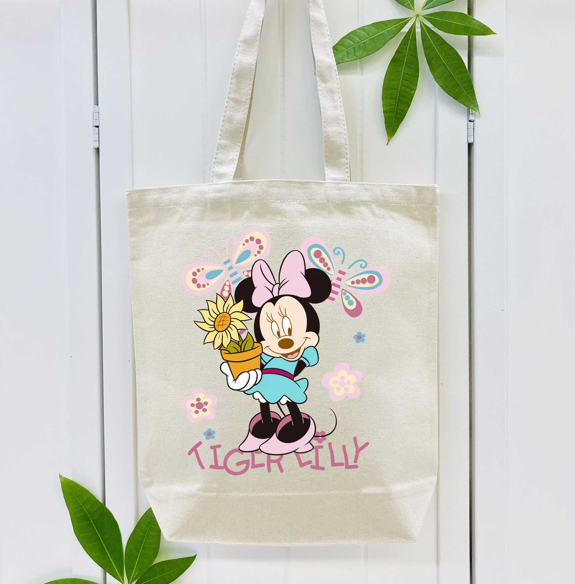 ミッキーマウス Mickey Mouse 縦型キャンバス生地手提げバッグ　トートバッグ