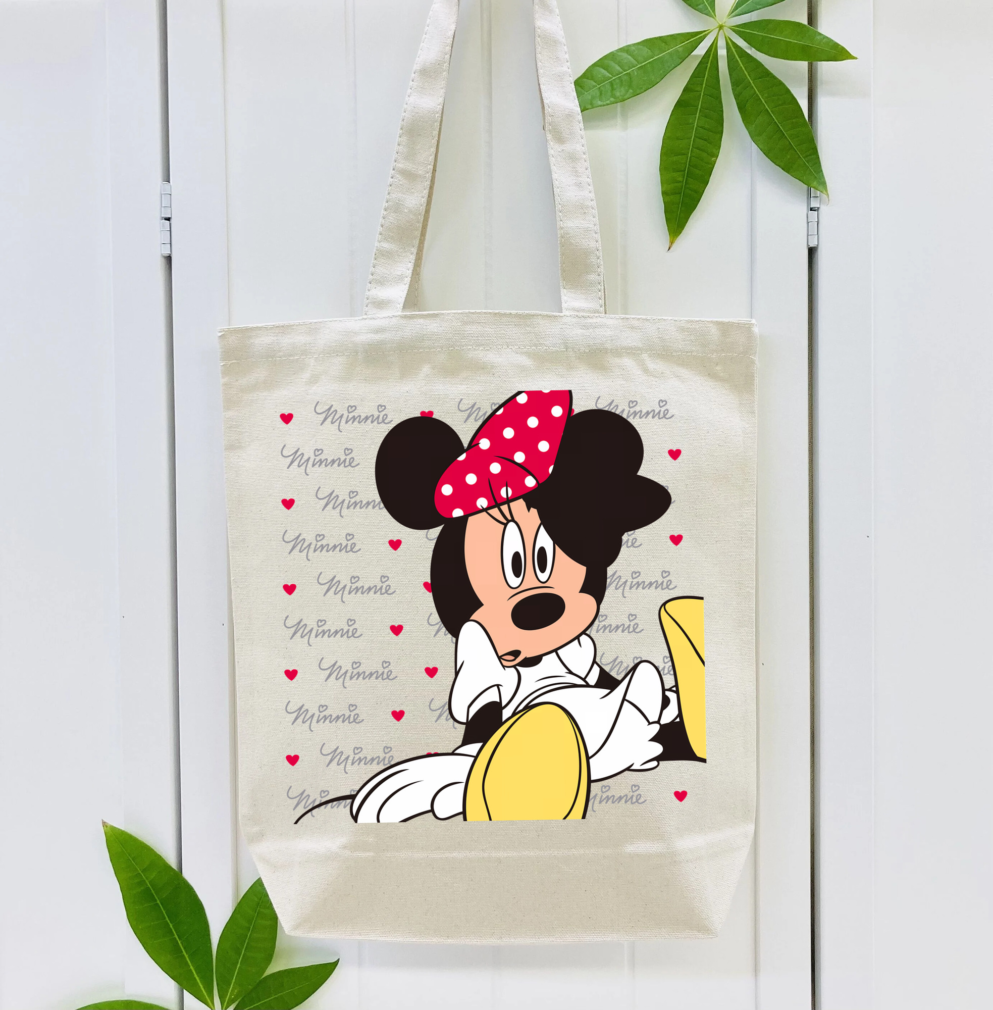 ミッキーマウス Mickey Mouse 縦型キャンバス生地手提げバッグ　トートバッグ