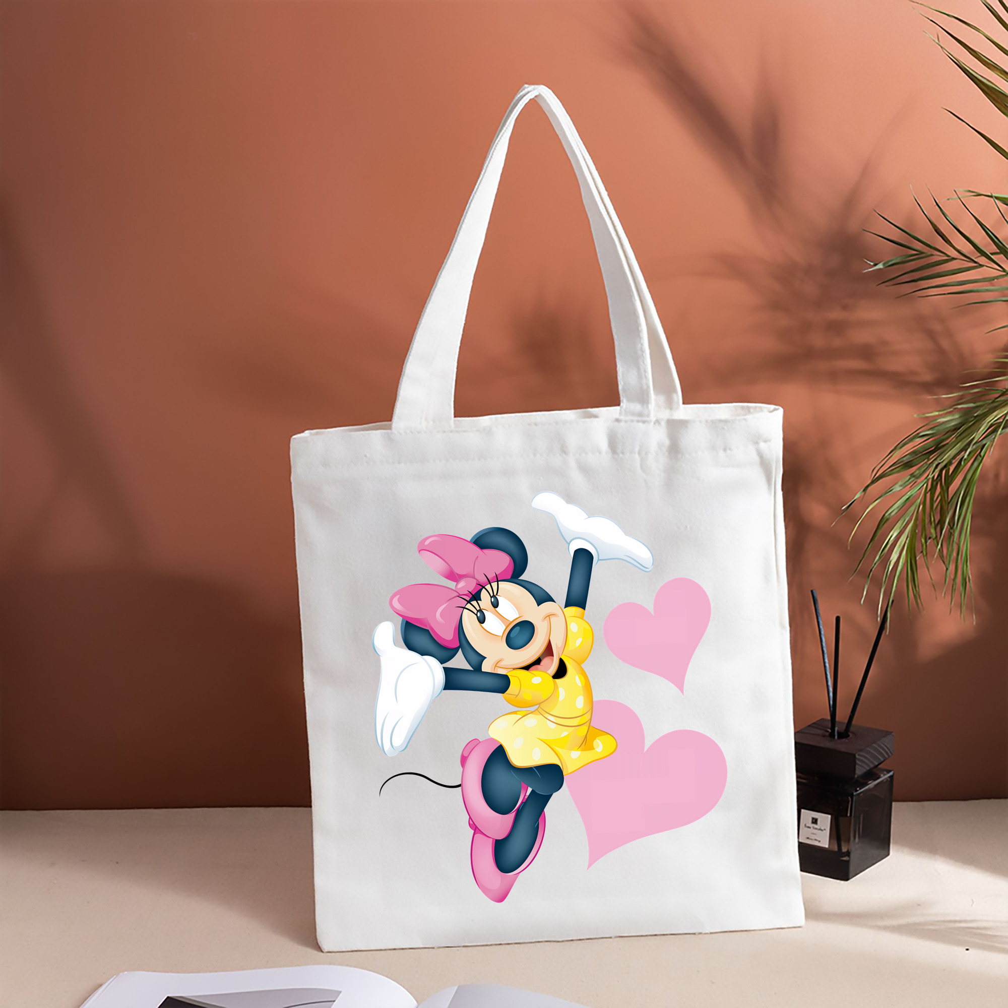 ミッキーマウス Mickey Mouse 縦型キャンバス生地手提げバッグ　トートバッグ