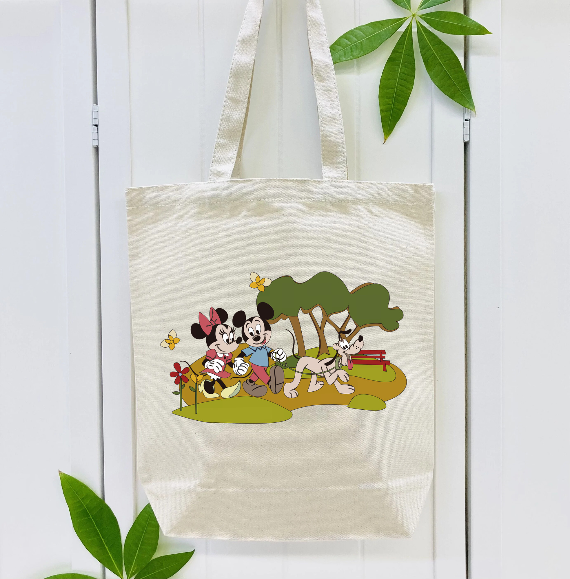 ミッキーマウス Mickey Mouse 縦型キャンバス生地手提げバッグ　トートバッグ