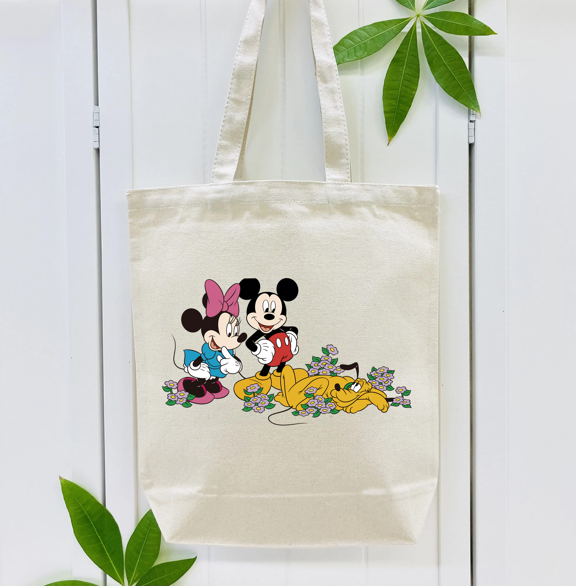 ミッキーマウス Mickey Mouse 縦型キャンバス生地手提げバッグ　トートバッグ
