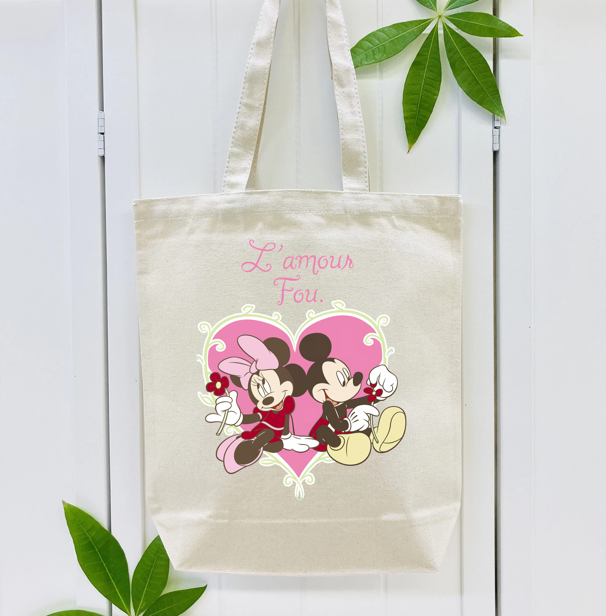 ミッキーマウス Mickey Mouse 縦型キャンバス生地手提げバッグ　トートバッグ