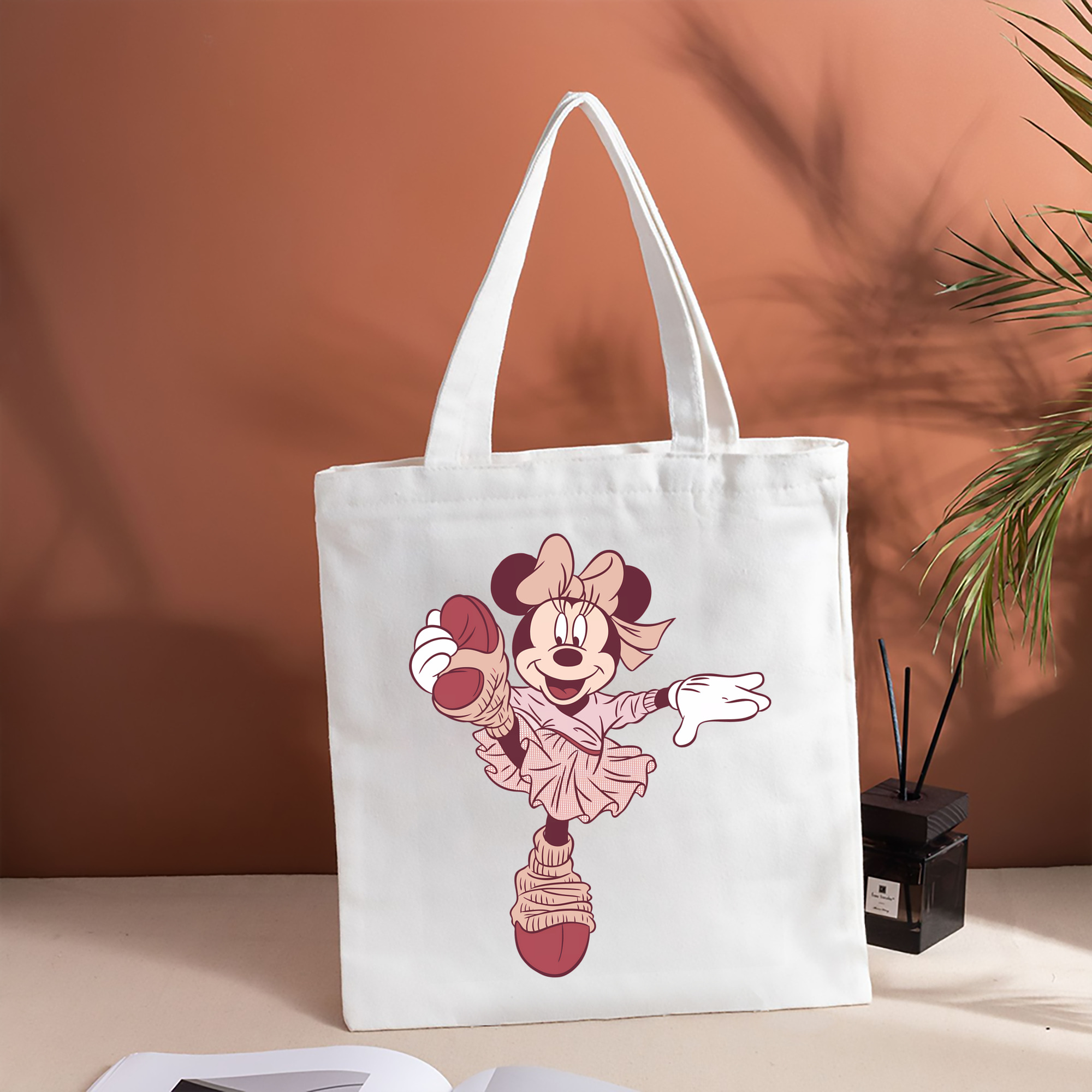 ミッキーマウス Mickey Mouse 縦型キャンバス生地手提げバッグ　トートバッグ
