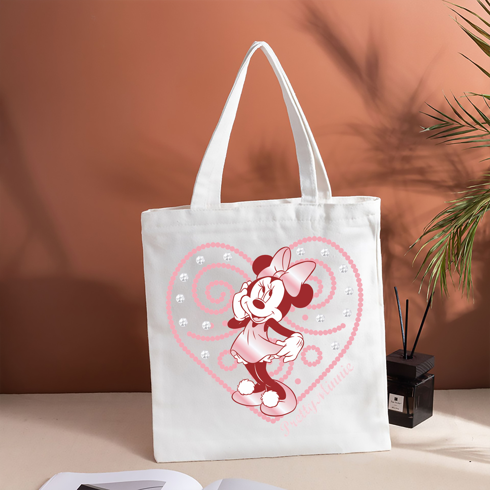 ミッキーマウス Mickey Mouse 縦型キャンバス生地手提げバッグ　トートバッグ