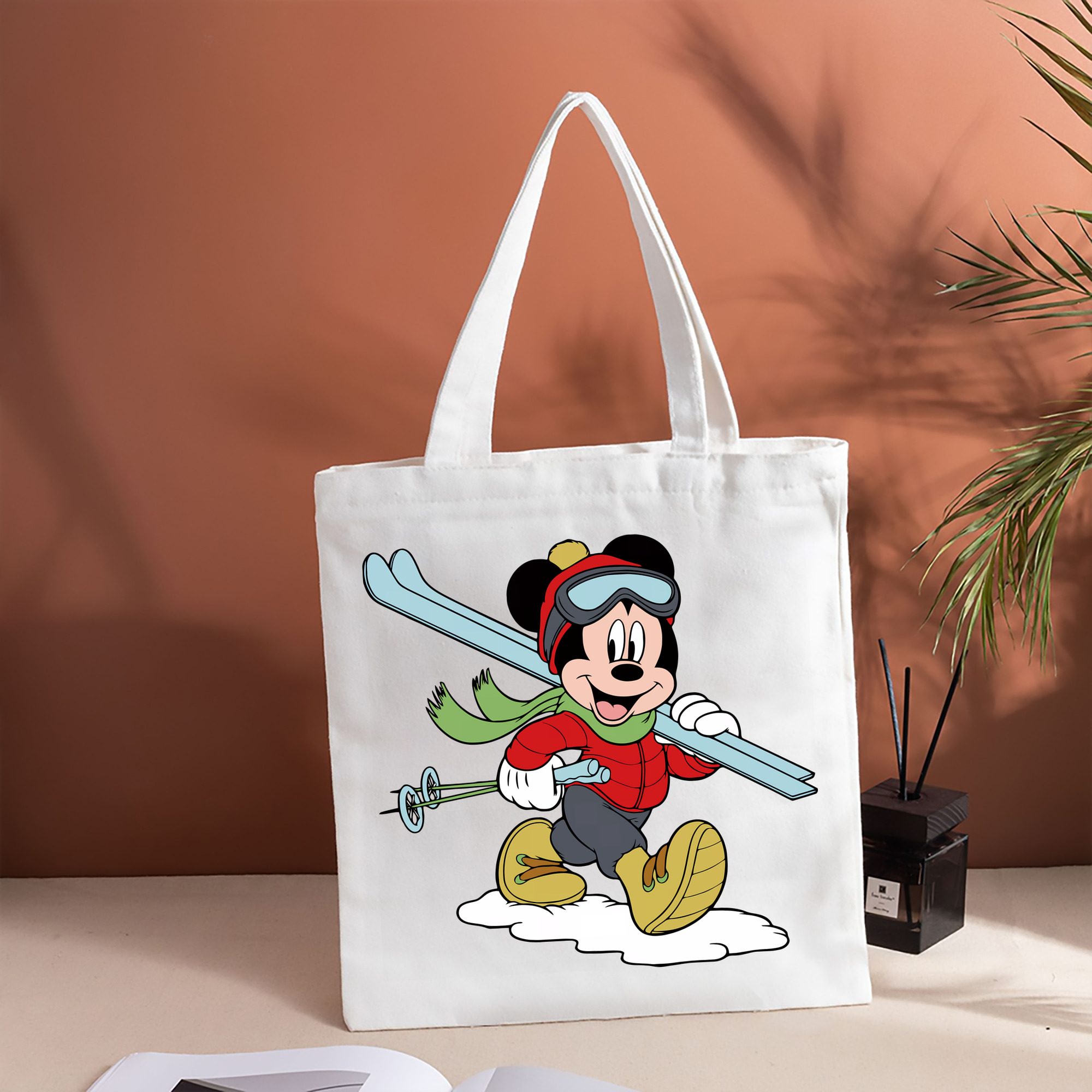 ミッキーマウス Mickey Mouse 縦型キャンバス生地手提げバッグ　トートバッグ
