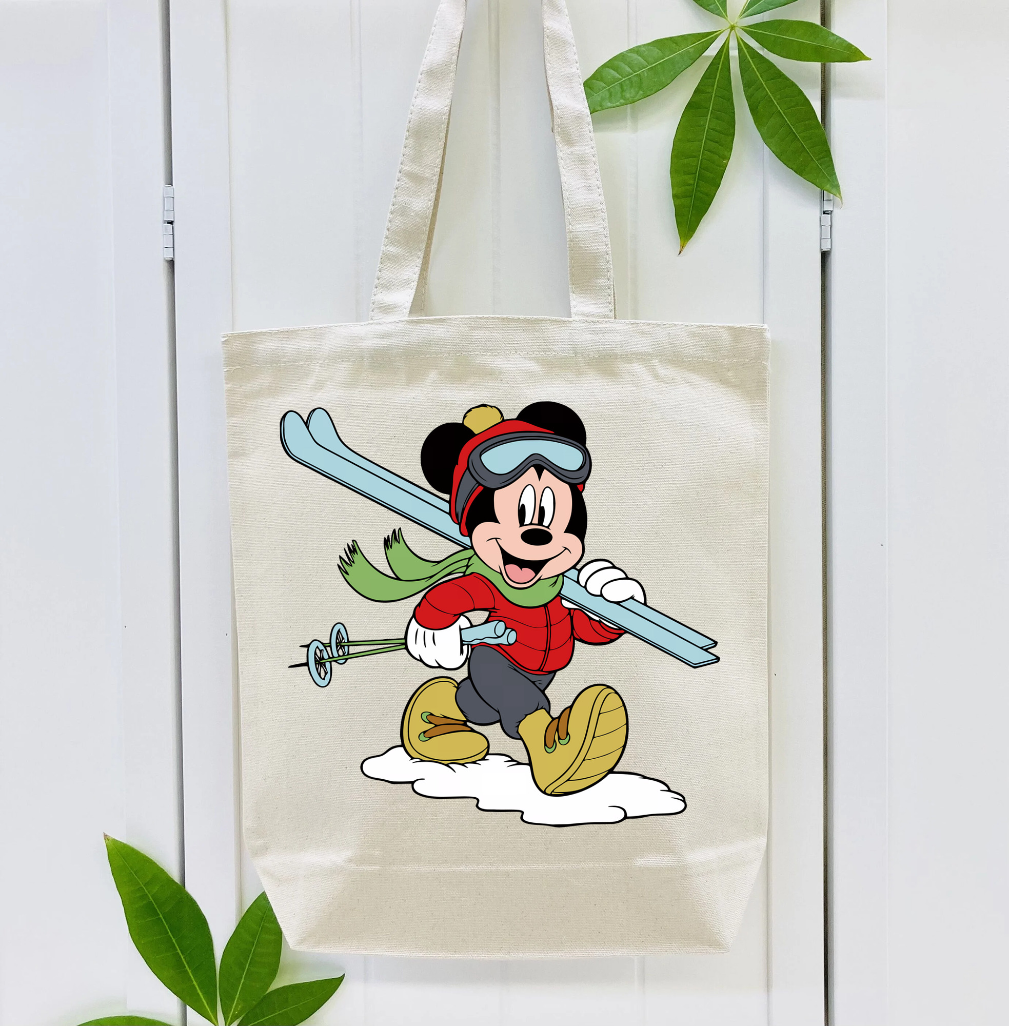 ミッキーマウス Mickey Mouse 縦型キャンバス生地手提げバッグ　トートバッグ
