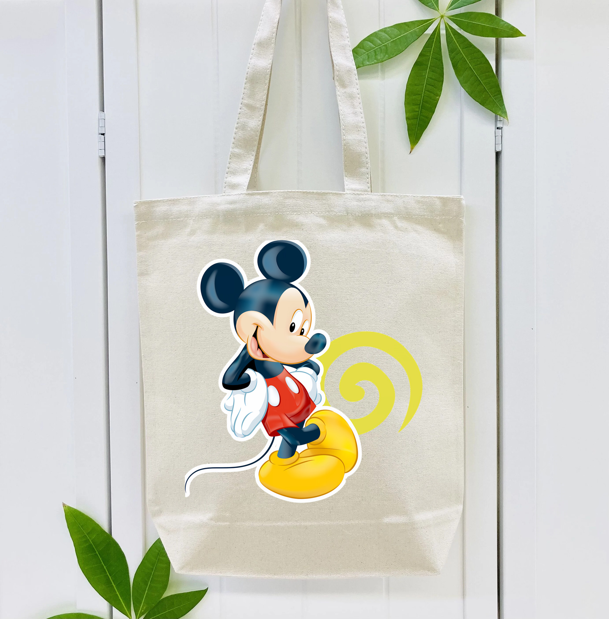 ミッキーマウス Mickey Mouse 縦型キャンバス生地手提げバッグ　トートバッグ