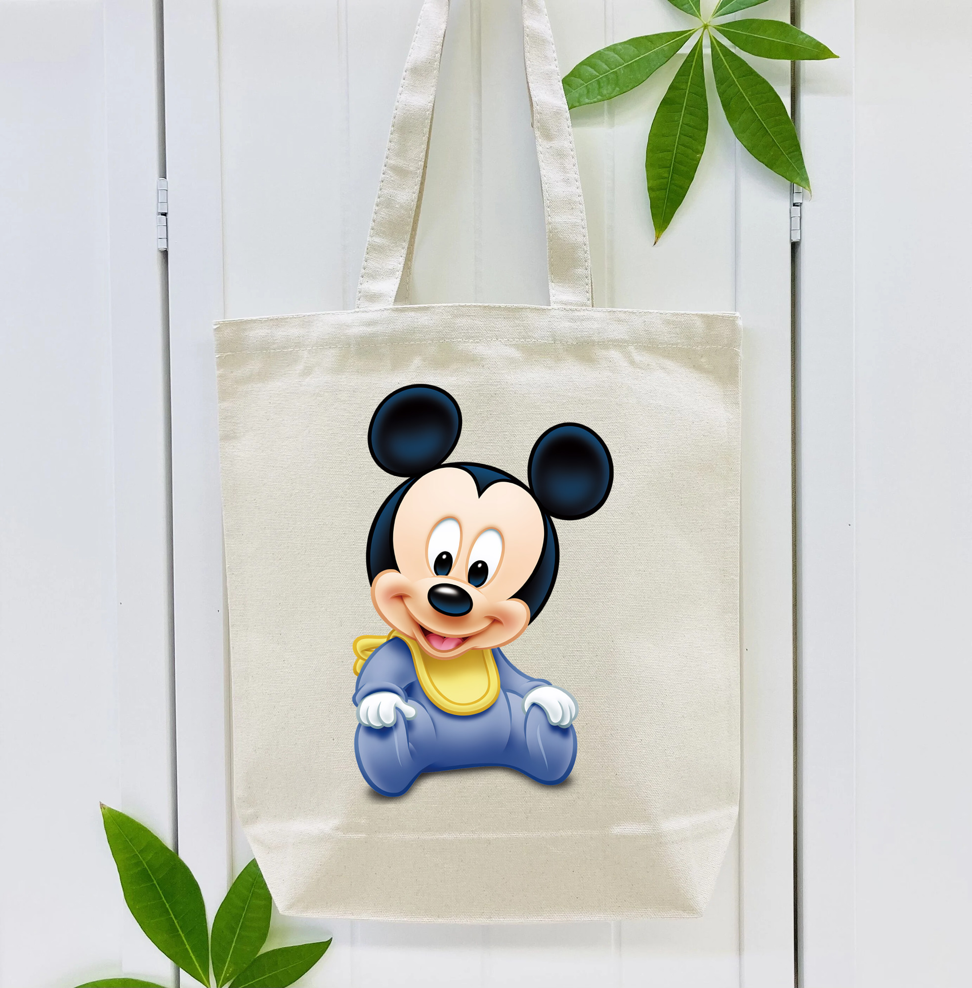 ミッキーマウス Mickey Mouse 縦型キャンバス生地手提げバッグ　トートバッグ