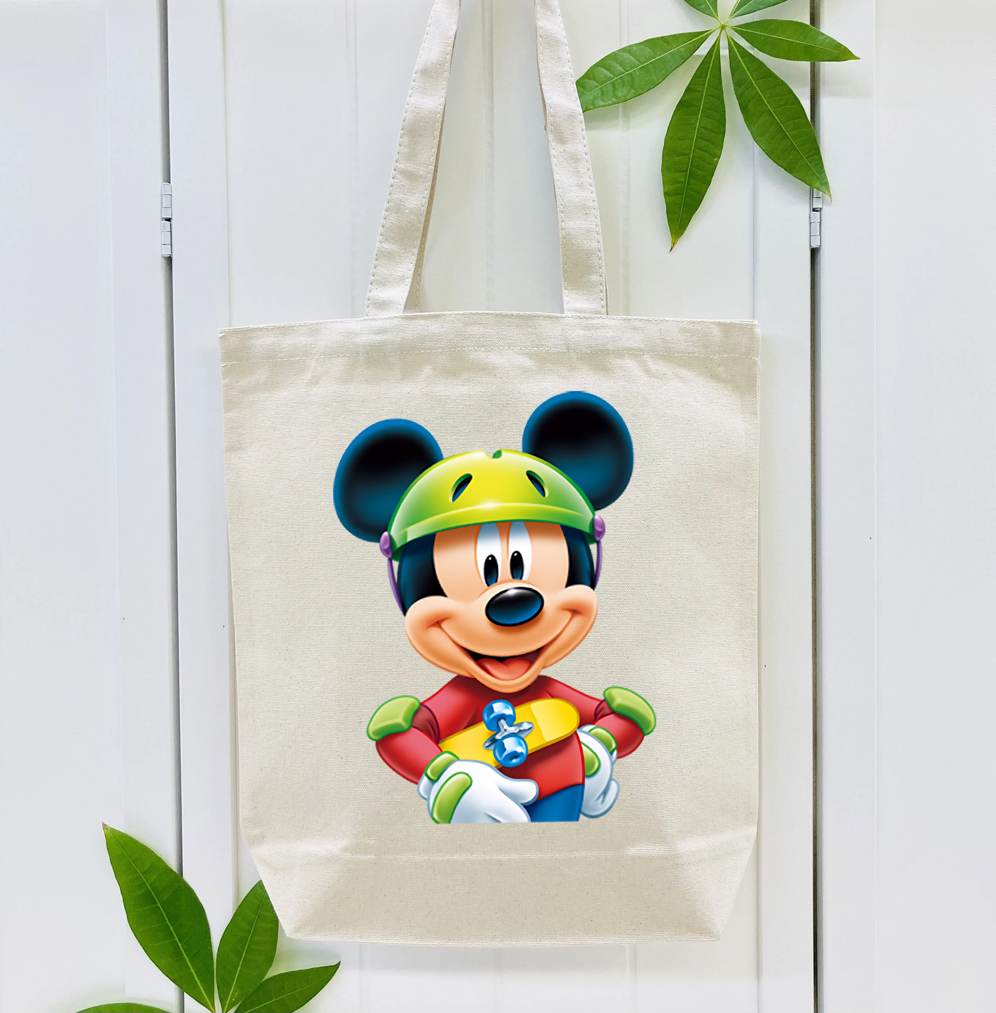 ミッキーマウス Mickey Mouse 縦型キャンバス生地手提げバッグ　トートバッグ