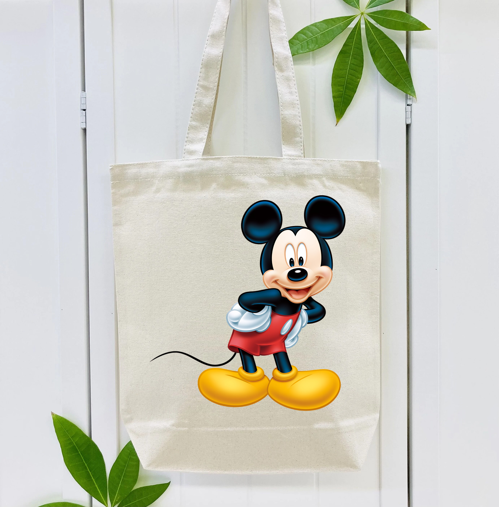 ミッキーマウス Mickey Mouse 縦型キャンバス生地手提げバッグ　トートバッグ