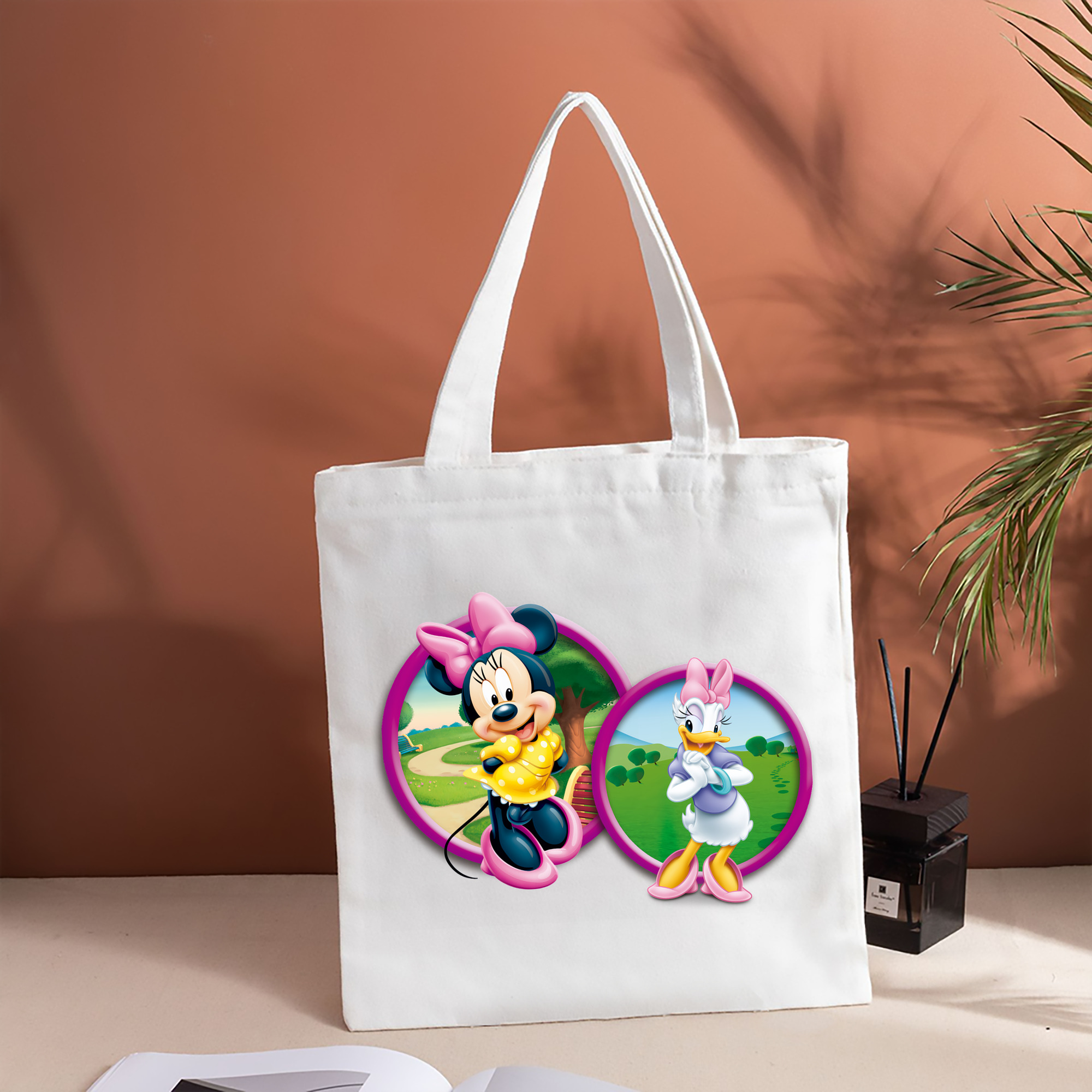 ミッキーマウス Mickey Mouse 縦型キャンバス生地手提げバッグ　トートバッグ