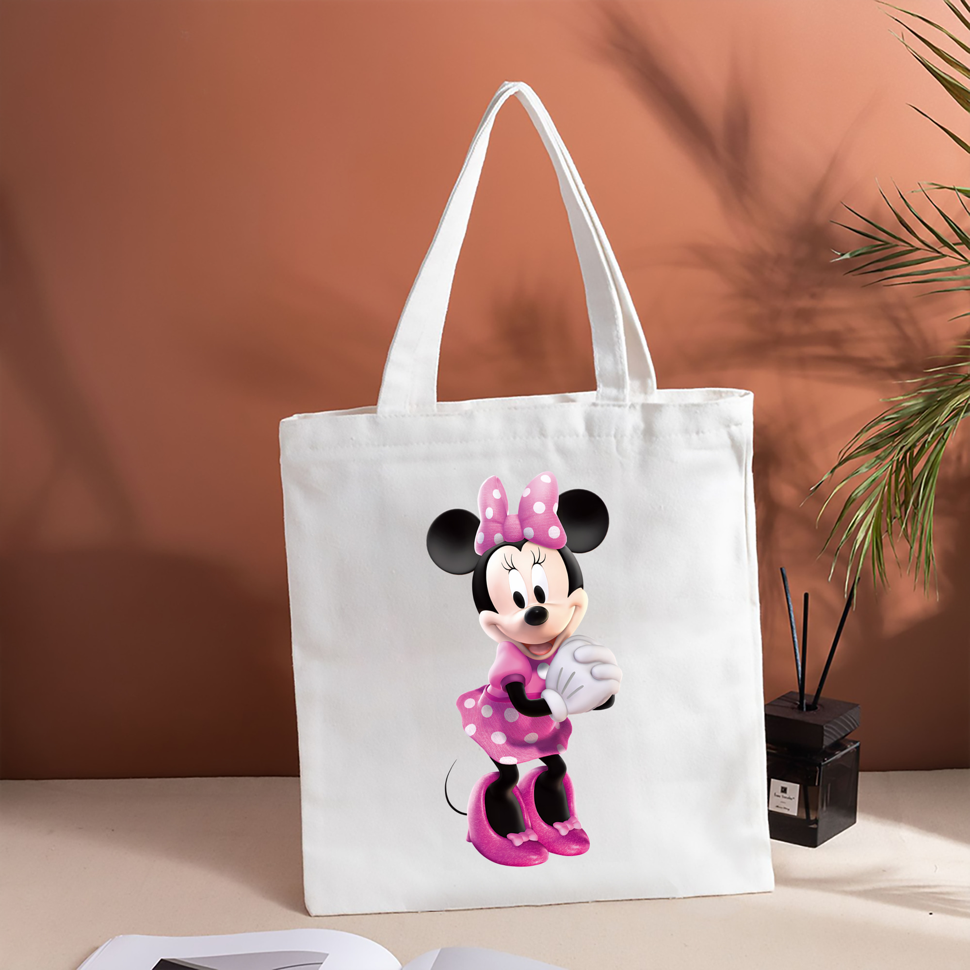 ミッキーマウス Mickey Mouse 縦型キャンバス生地手提げバッグ　トートバッグ