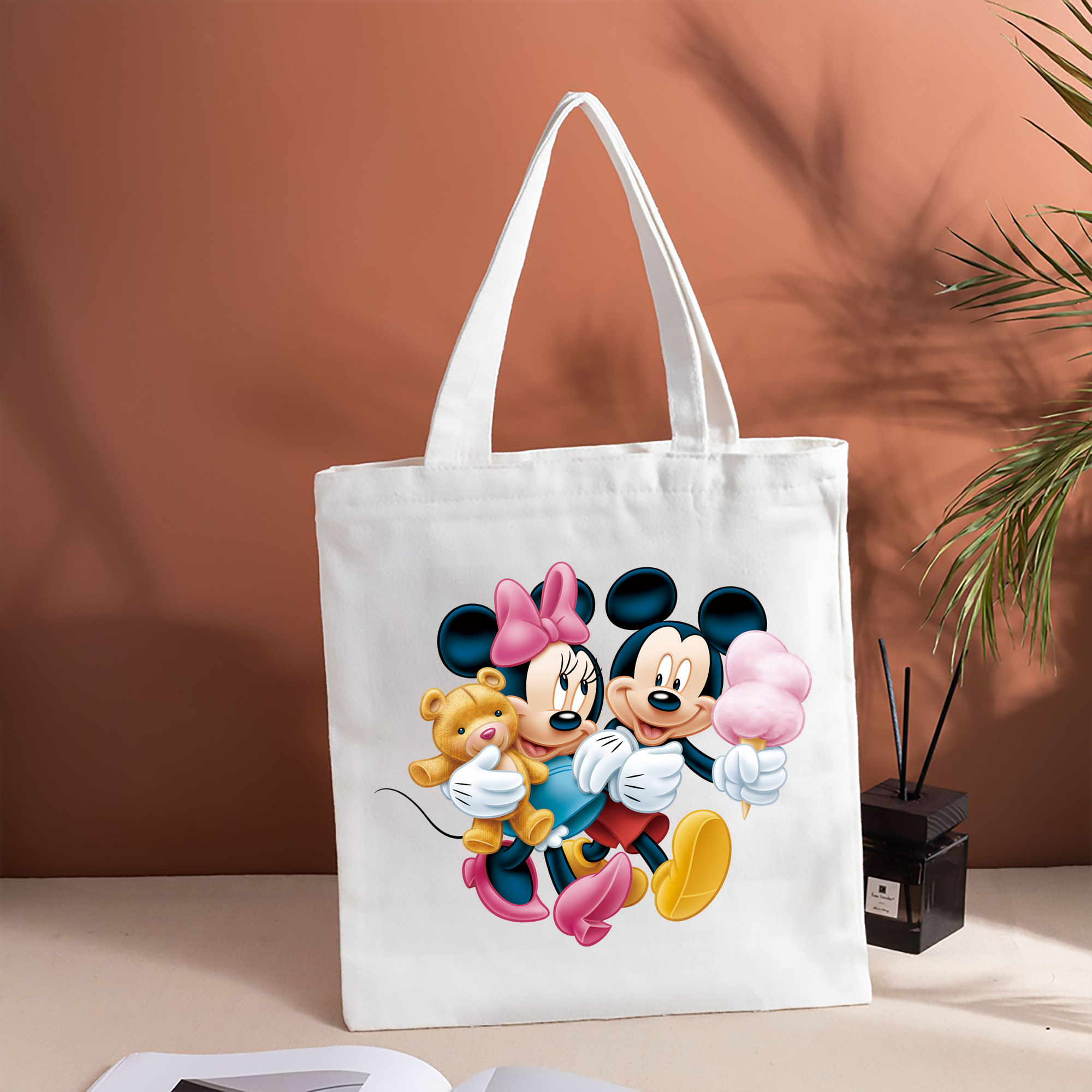 ミッキーマウス Mickey Mouse 縦型キャンバス生地手提げバッグ　トートバッグ