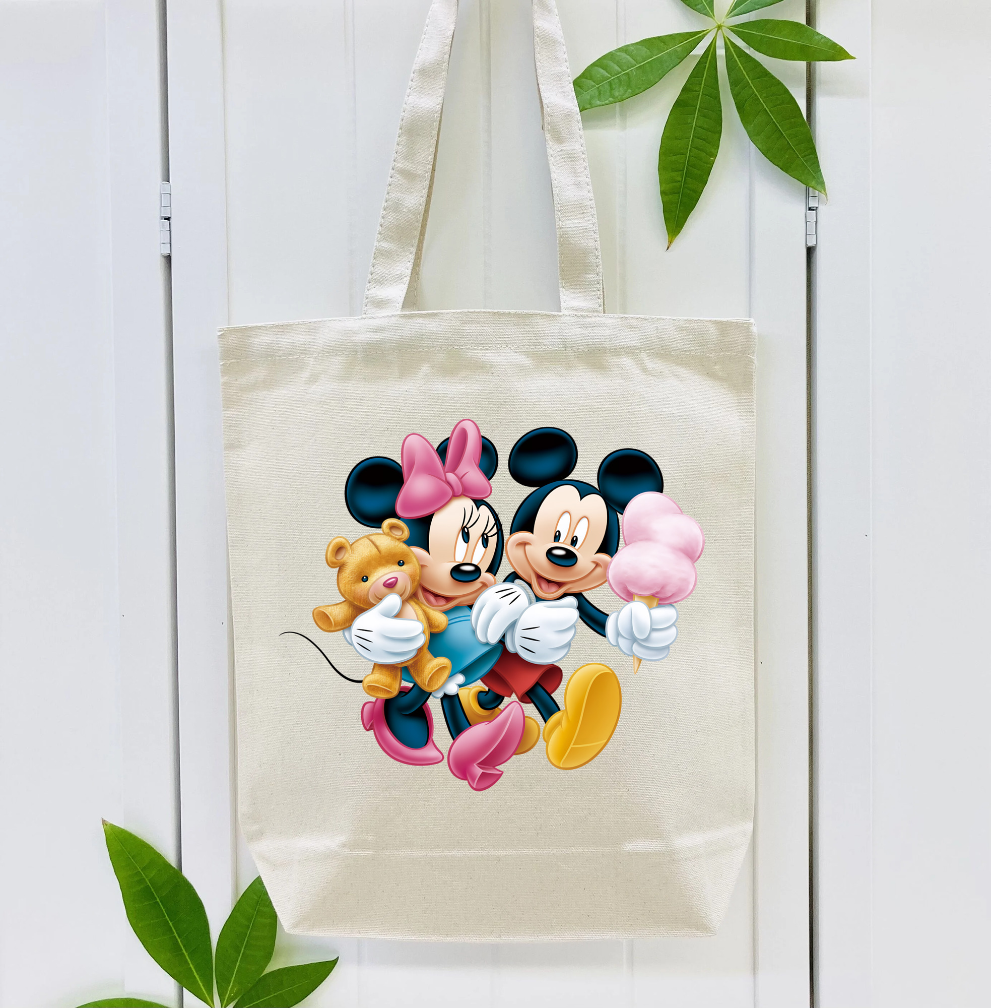 ミッキーマウス Mickey Mouse 縦型キャンバス生地手提げバッグ　トートバッグ