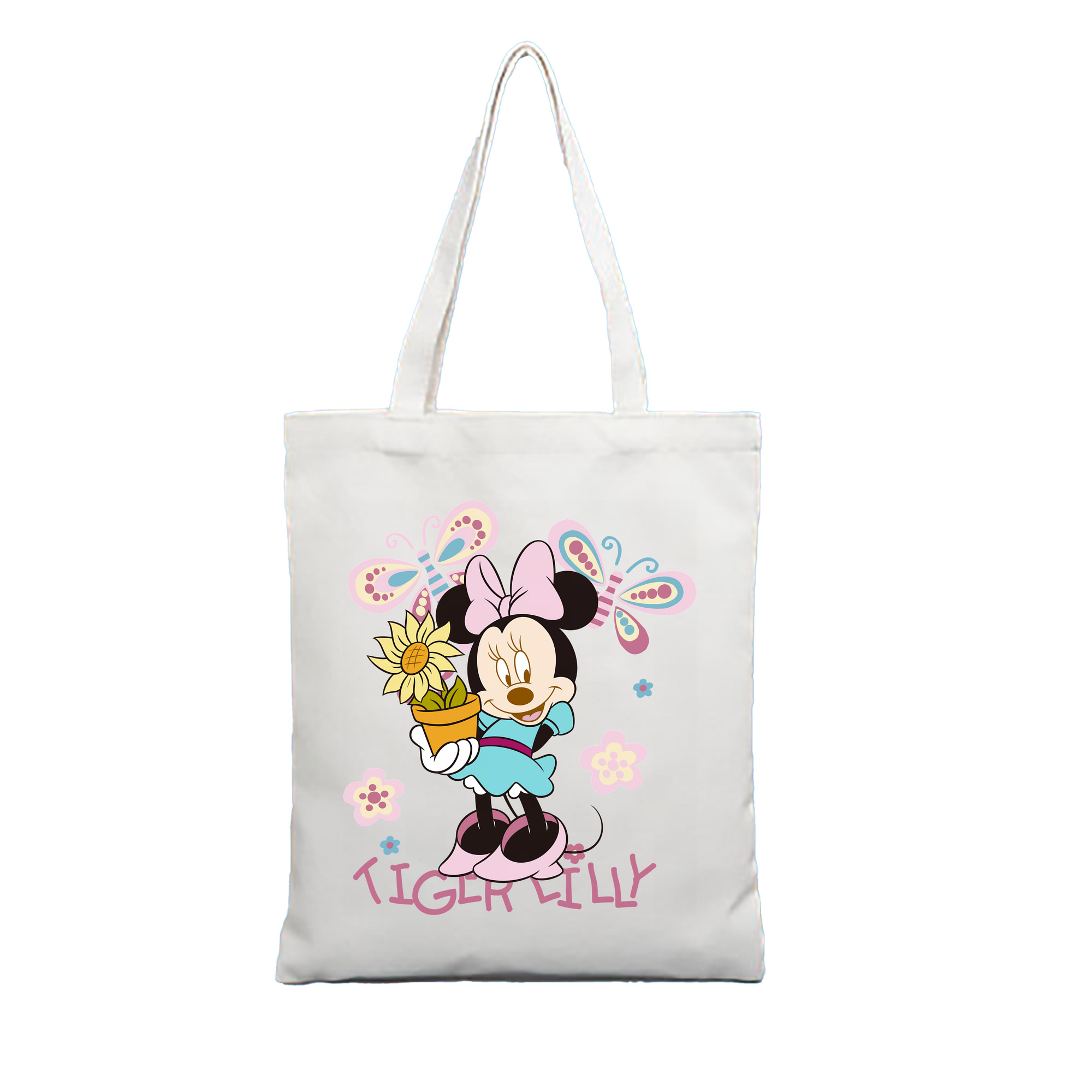 （画像用） ミッキーマウス Mickey Mouse 縦型キャンバス生地手提げバッグ　トートバッグ