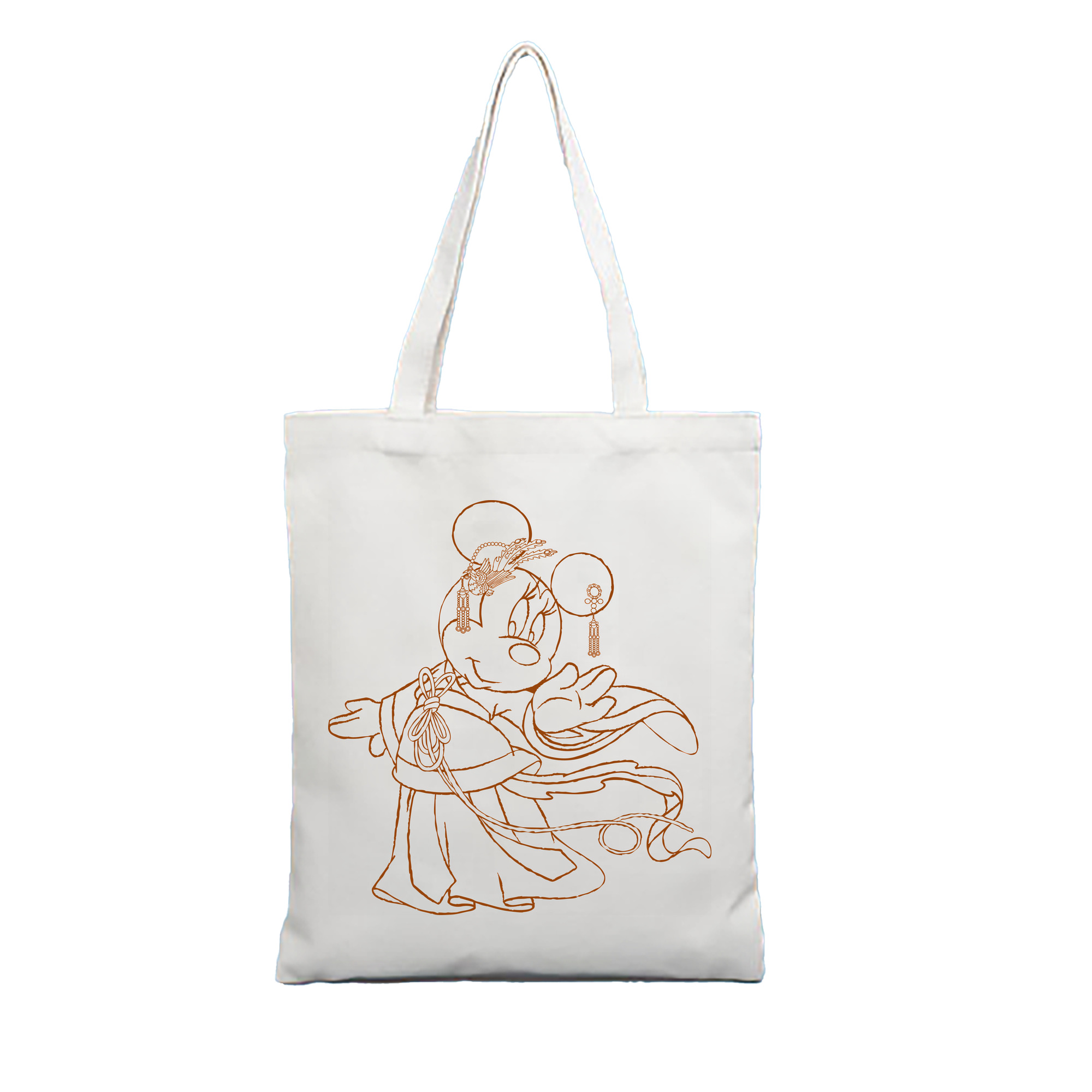 （画像用） ミッキーマウス Mickey Mouse 縦型キャンバス生地手提げバッグ　トートバッグ