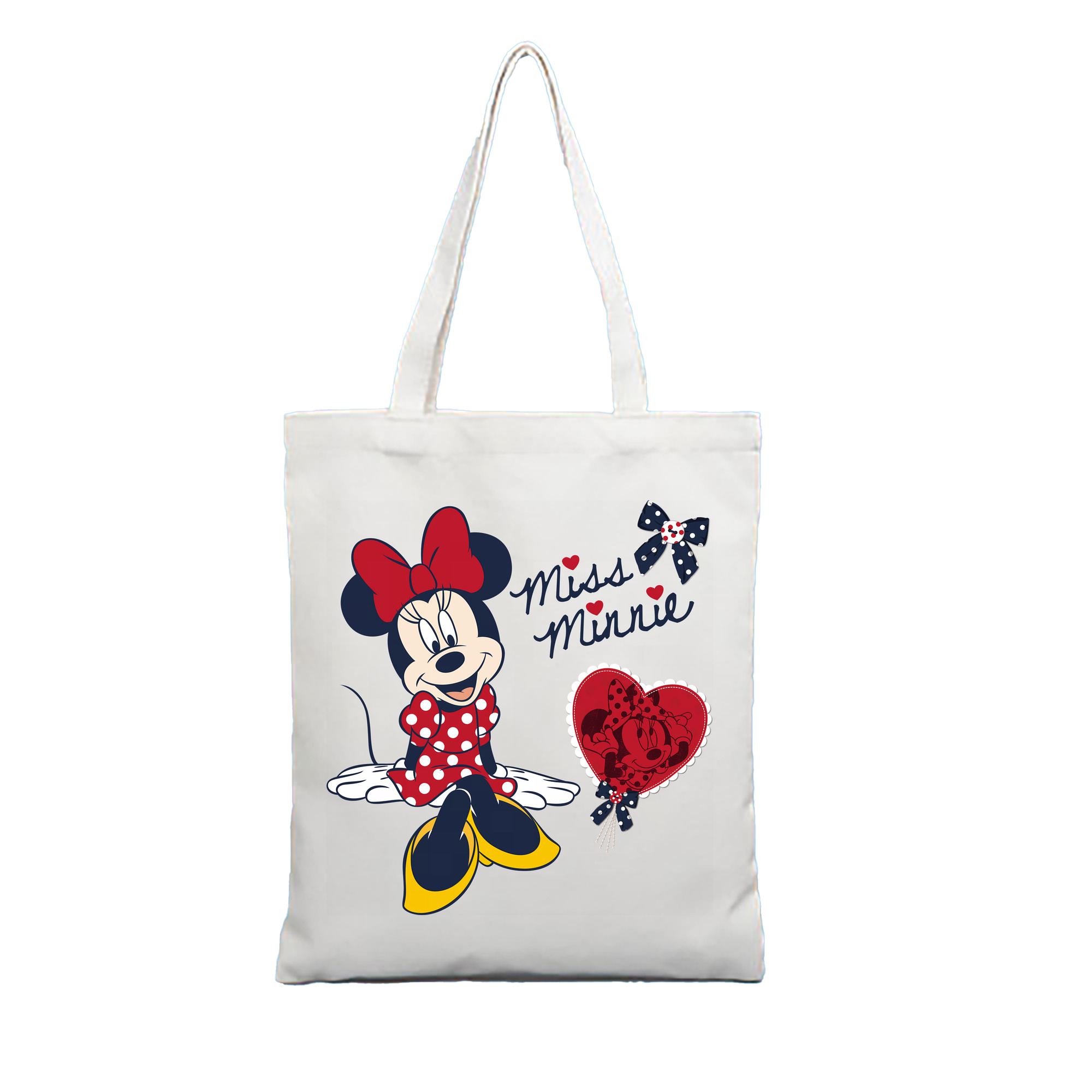 （画像用） ミッキーマウス Mickey Mouse 縦型キャンバス生地手提げバッグ　トートバッグ