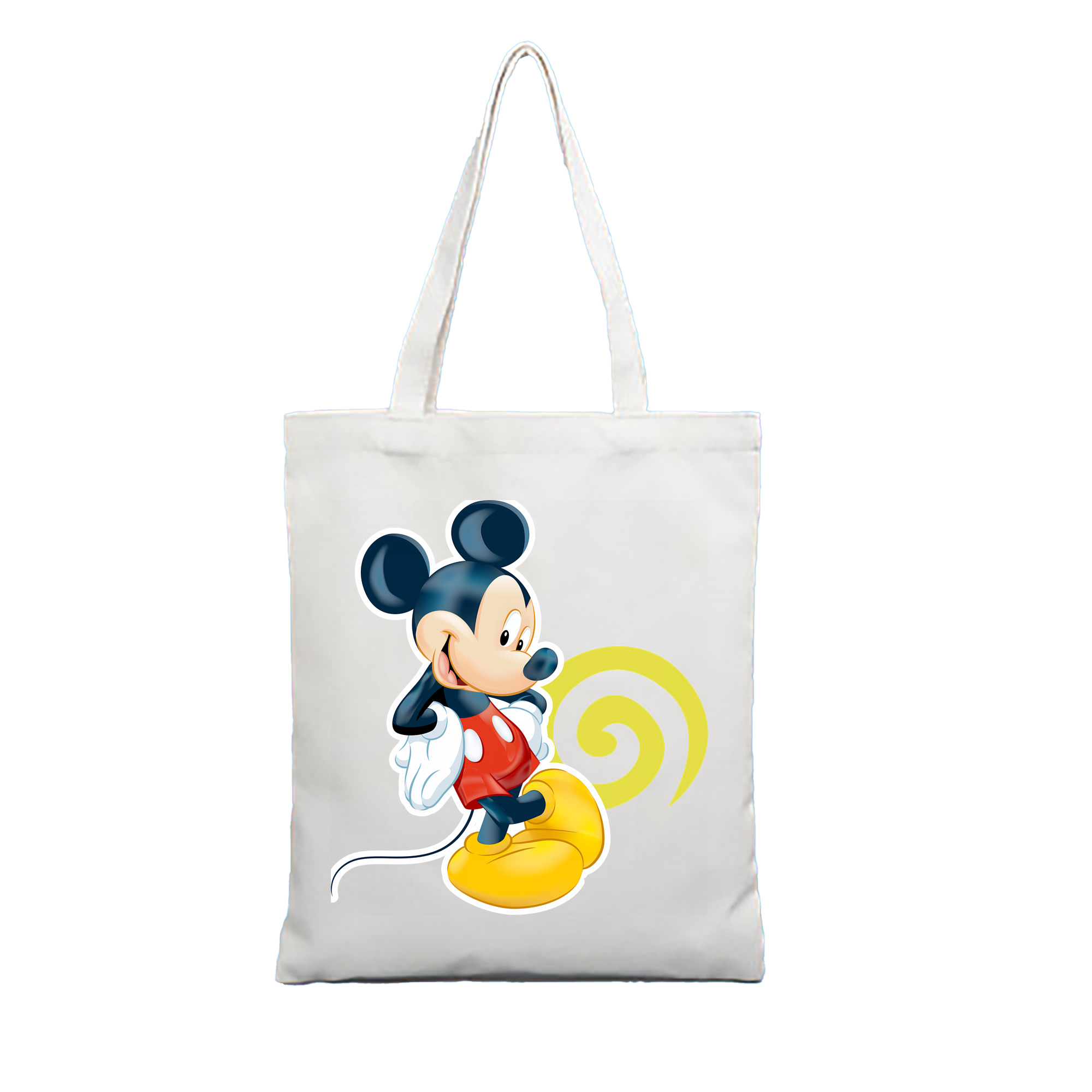 （画像用） ミッキーマウス Mickey Mouse 縦型キャンバス生地手提げバッグ　トートバッグ