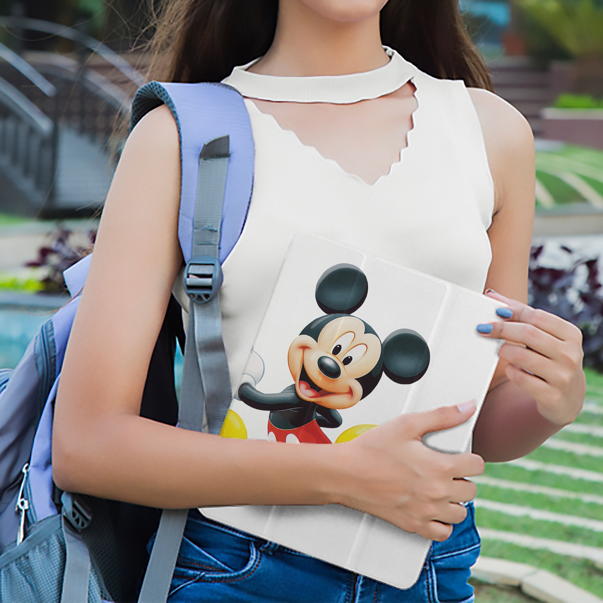 ミッキーマウス Mickey Mouse IPad ケース ペン収納付き 三つ折りスタンド PUレザー×シリコン 対応機種9.5/10.5/10.9インチ