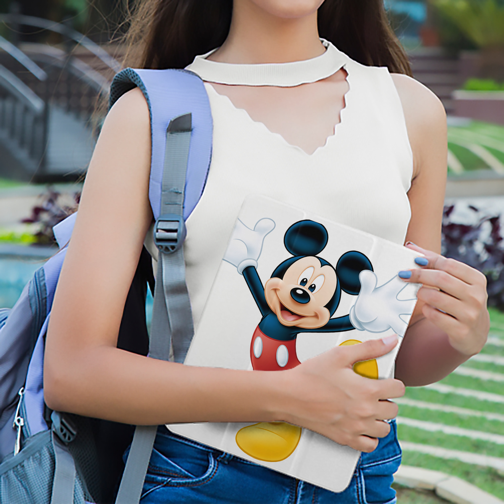 ミッキーマウス Mickey Mouse IPad ケース ペン収納付き 三つ折りスタンド PUレザー×シリコン 対応機種9.5/10.5/10.9インチ