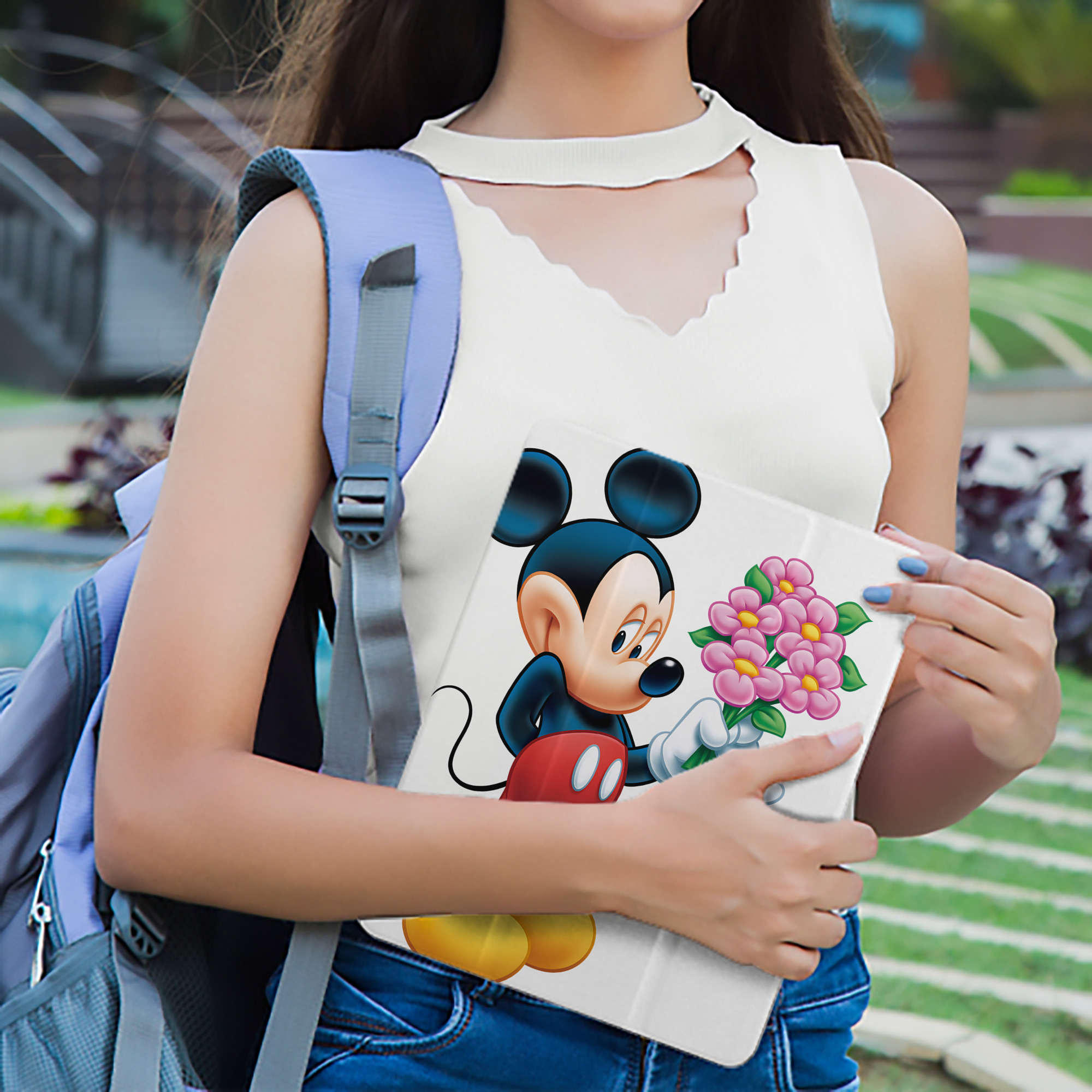 ミッキーマウス Mickey Mouse IPad ケース ペン収納付き 三つ折りスタンド PUレザー×シリコン 対応機種9.5/10.5/10.9インチ