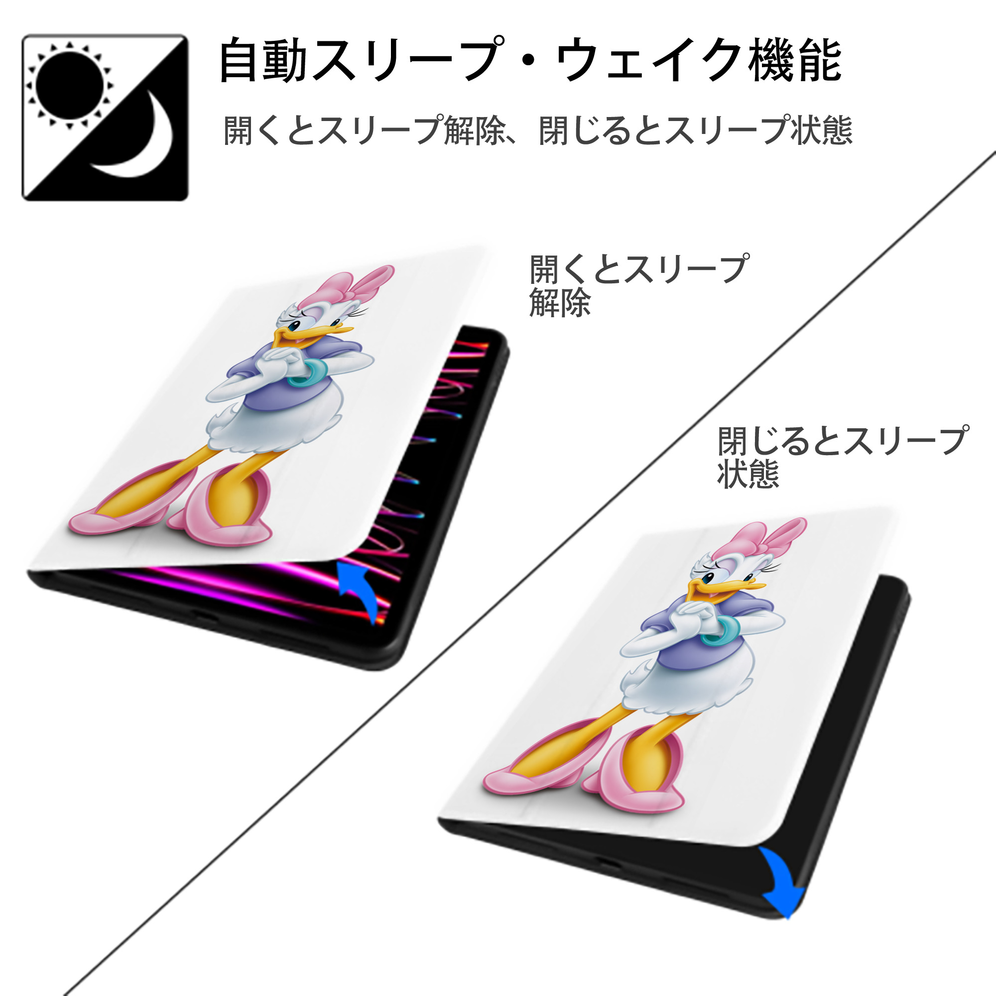 ミッキーマウス Mickey Mouse IPad ケース ペン収納付き 三つ折りスタンド PUレザー×シリコン 対応機種9.5/10.5/10.9インチ