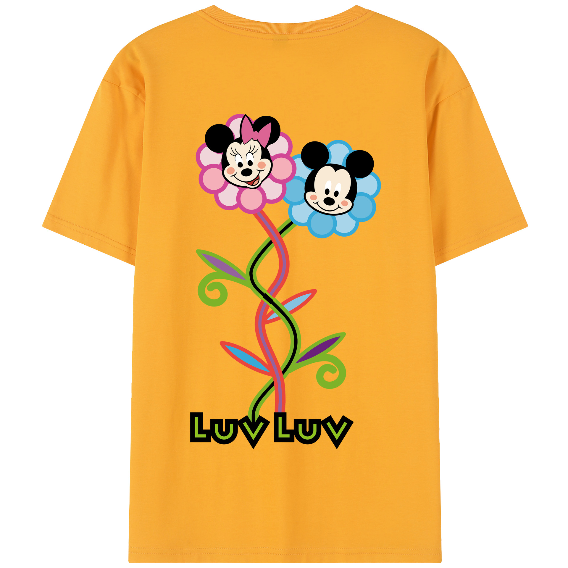 （画像用） ミッキーマウス Mickey Mouse 綿100％半袖Tシャツ（背面プリント）