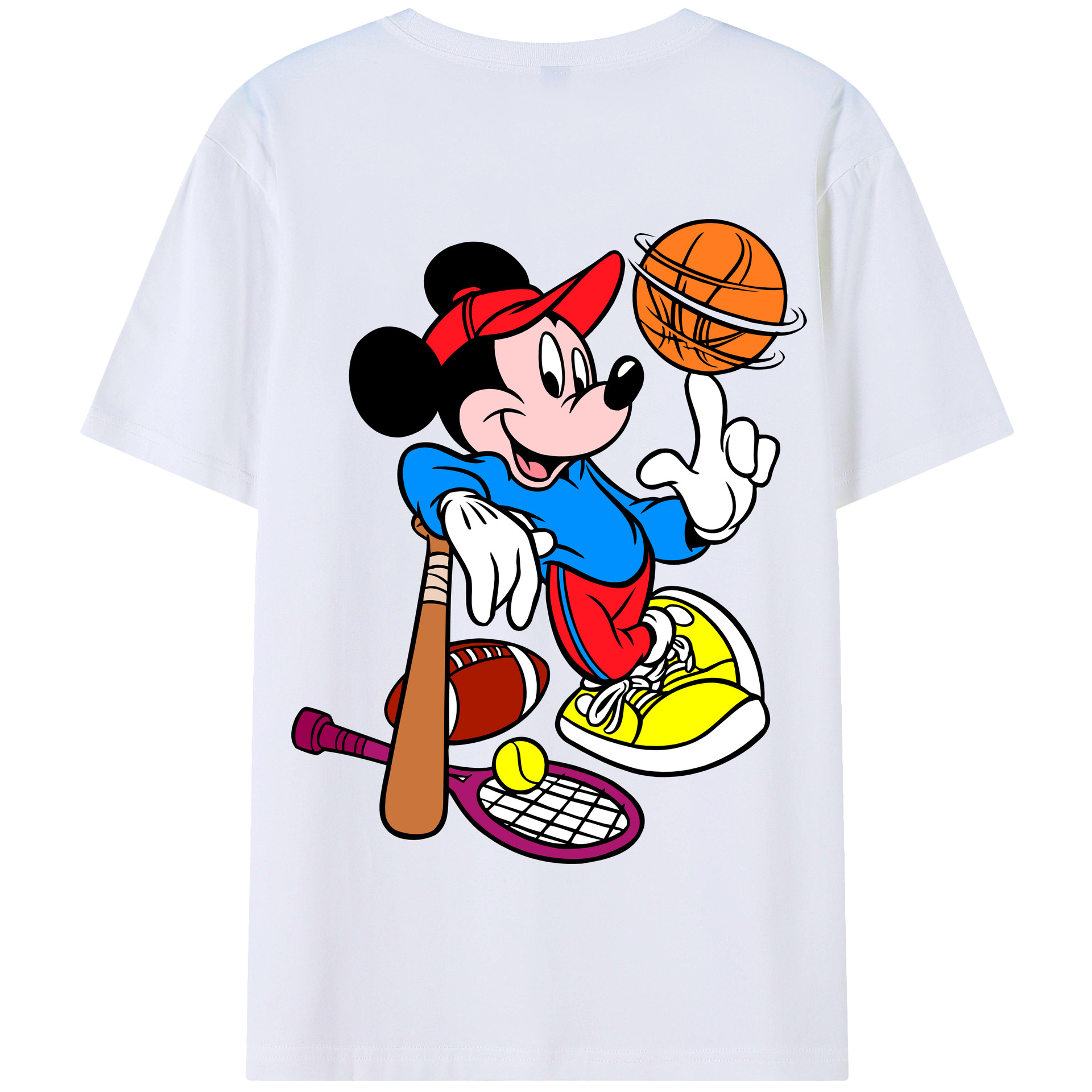（画像用） ミッキーマウス Mickey Mouse 綿100％半袖Tシャツ（背面プリント）
